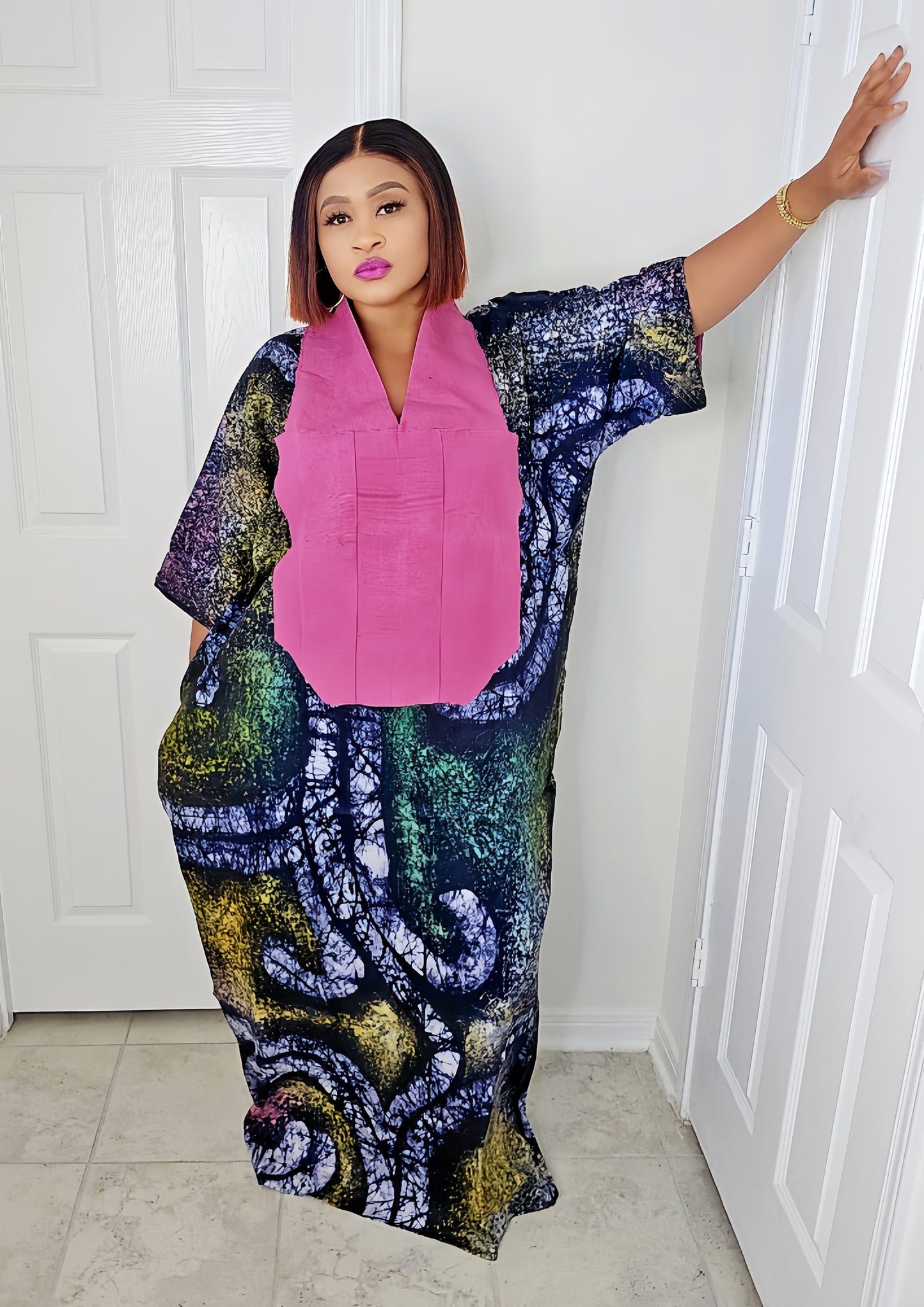 TARI BUBU – Aso-Oke Embroidered Bubu Boubou Kaftan Style with Matching Scarf
