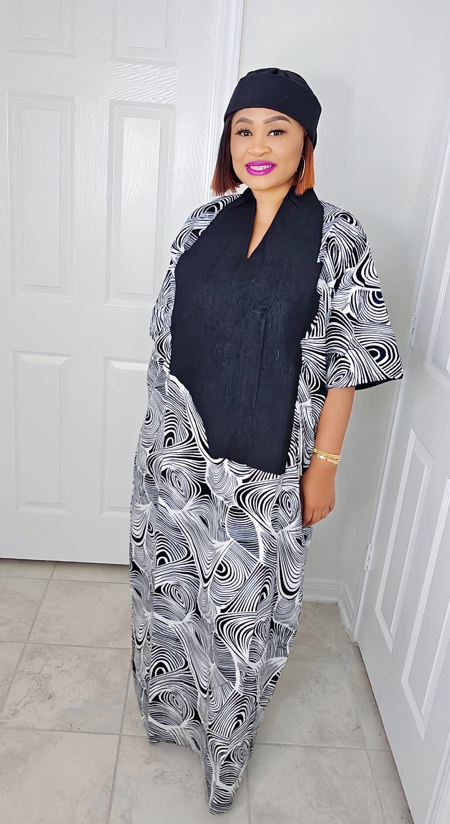 TARI BUBU – Aso-Oke Embroidered Bubu Boubou Kaftan Style with Aso-Oke Cap
