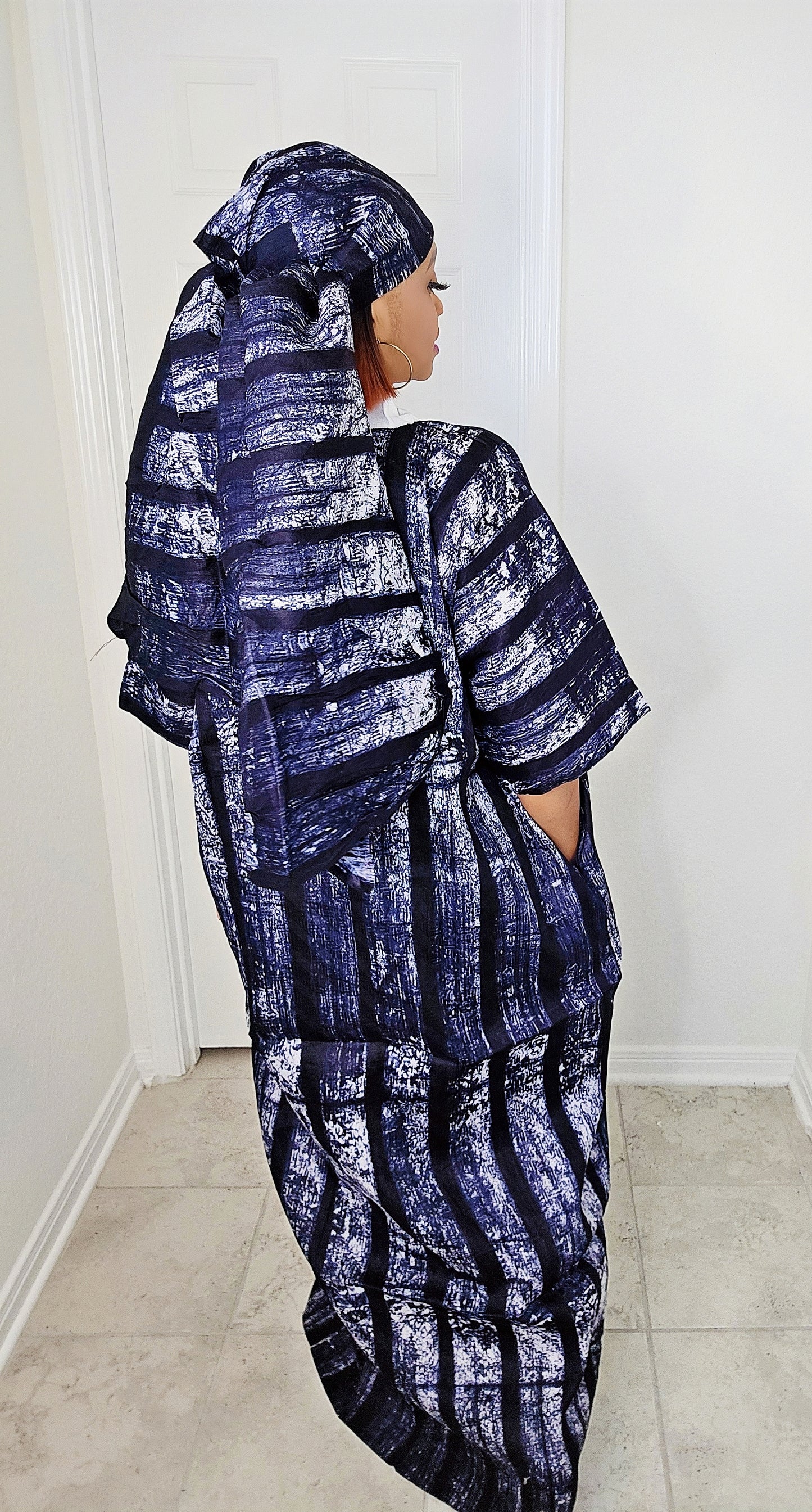 TARI BUBU – Aso-Oke Embroidered Bubu Boubou Kaftan Style with Matching Scarf