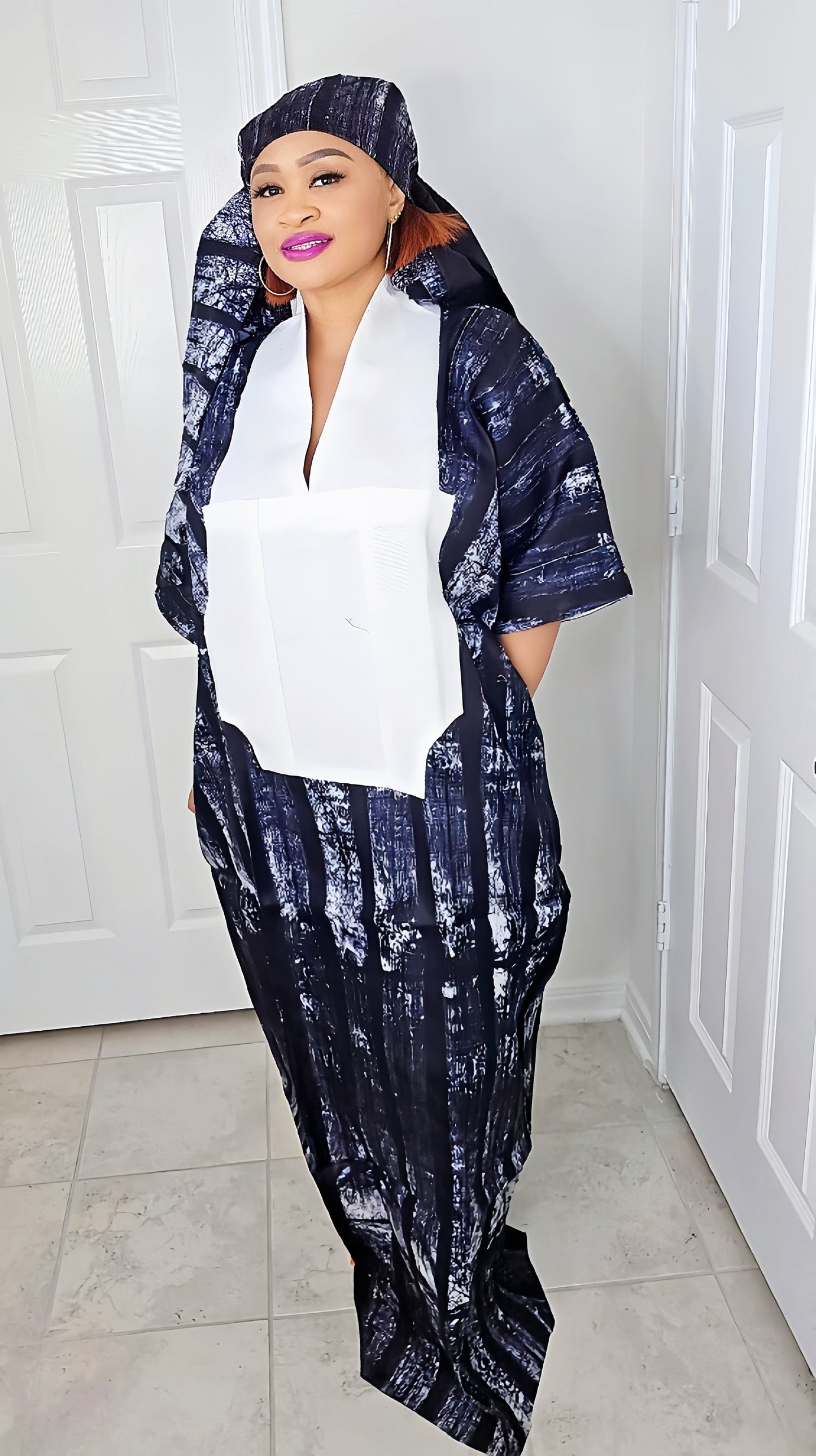 TARI BUBU – Aso-Oke Embroidered Bubu Boubou Kaftan Style with Matching Scarf