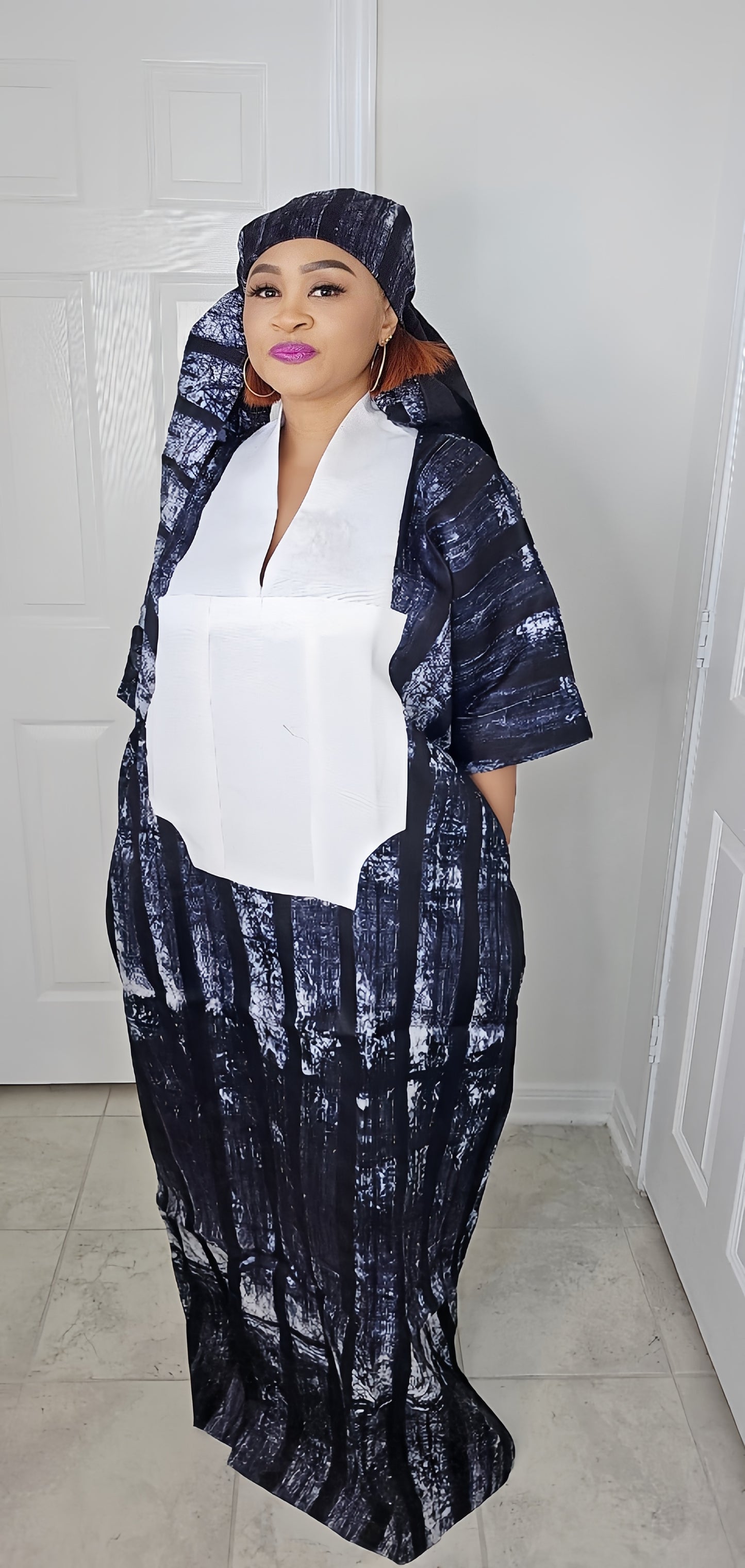 TARI BUBU – Aso-Oke Embroidered Bubu Boubou Kaftan Style with Matching Scarf