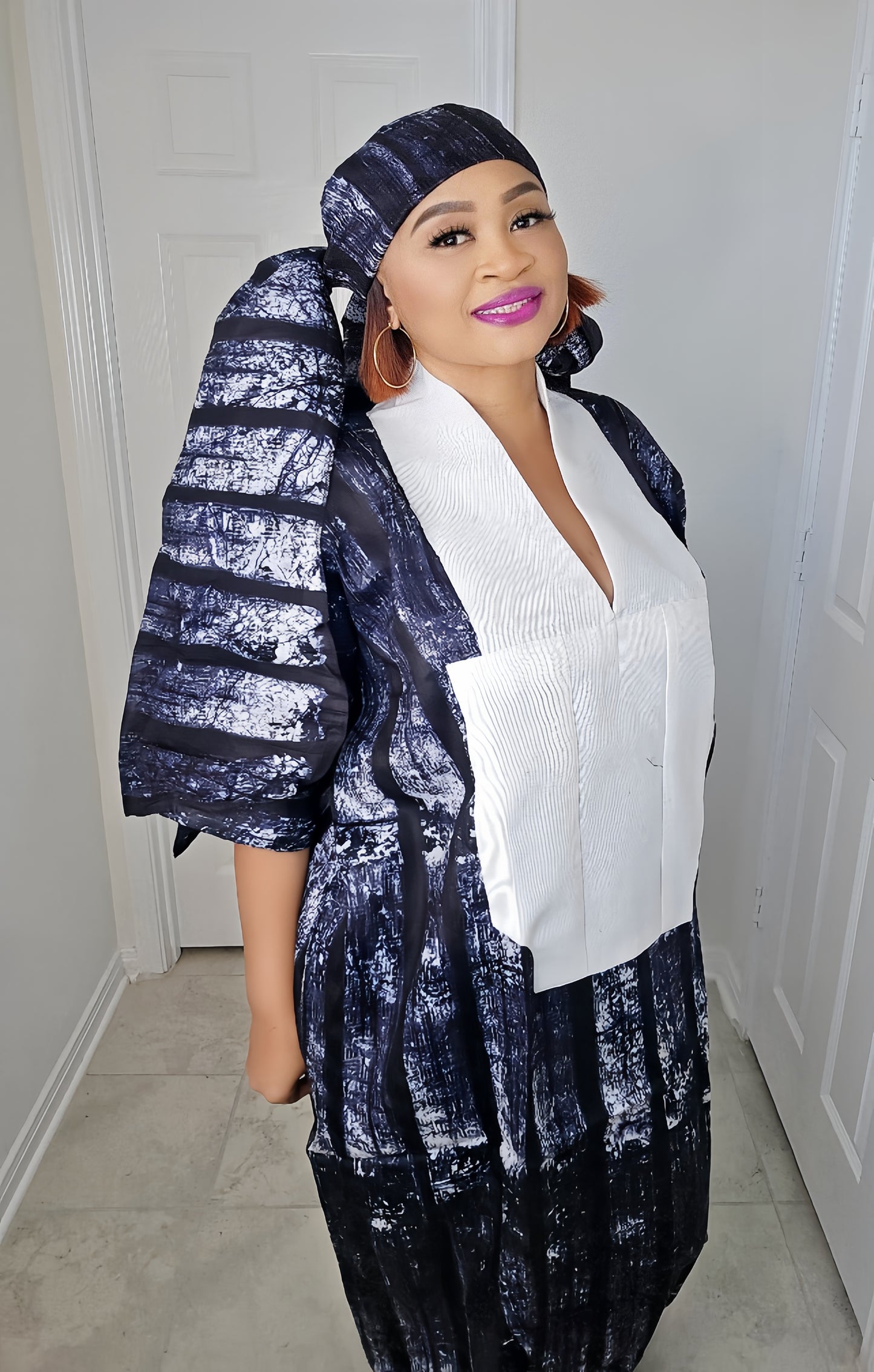 TARI BUBU – Aso-Oke Embroidered Bubu Boubou Kaftan Style with Matching Scarf