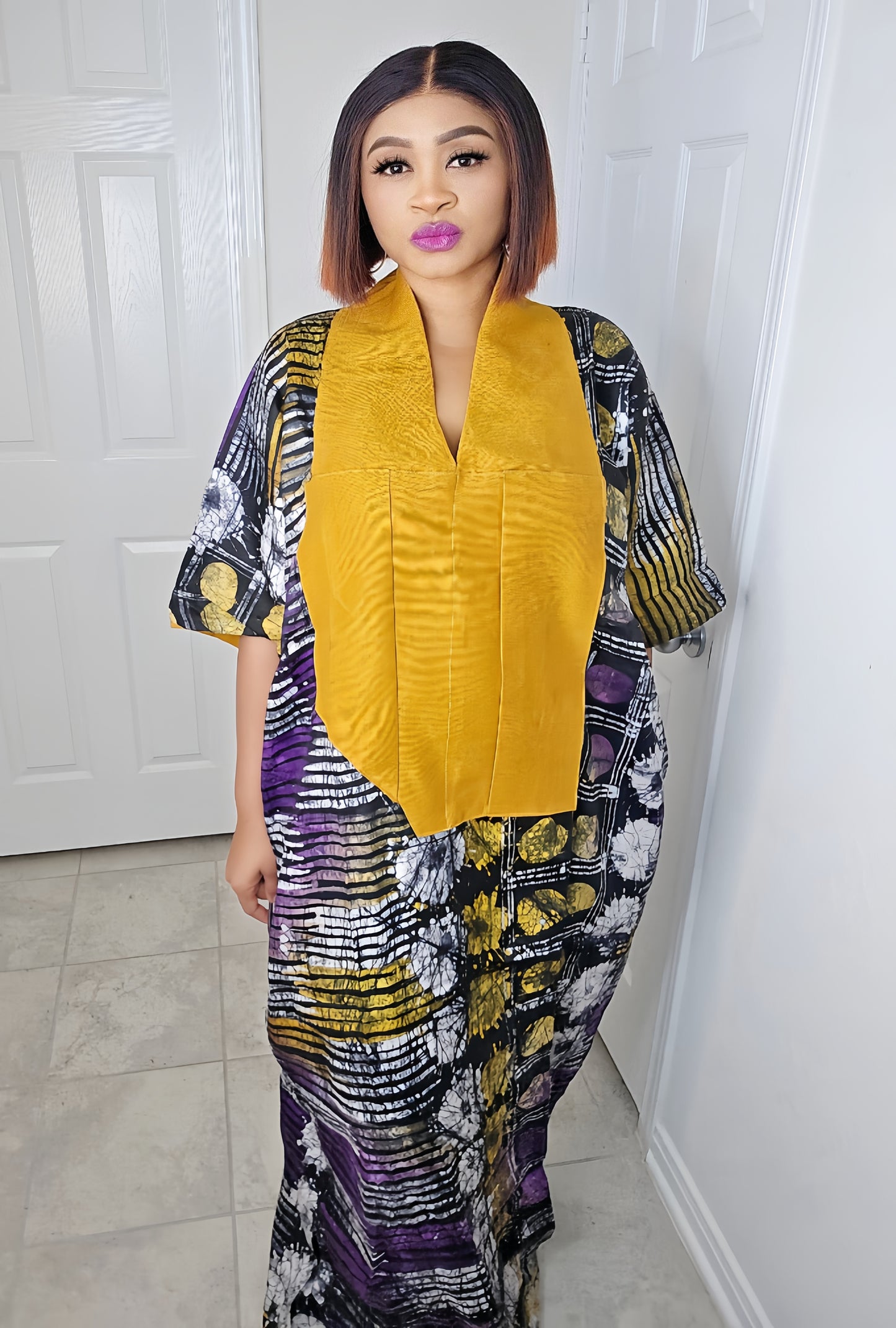 TARI BUBU – Aso-Oke Embroidered Bubu Boubou Kaftan Style with Matching Scarf