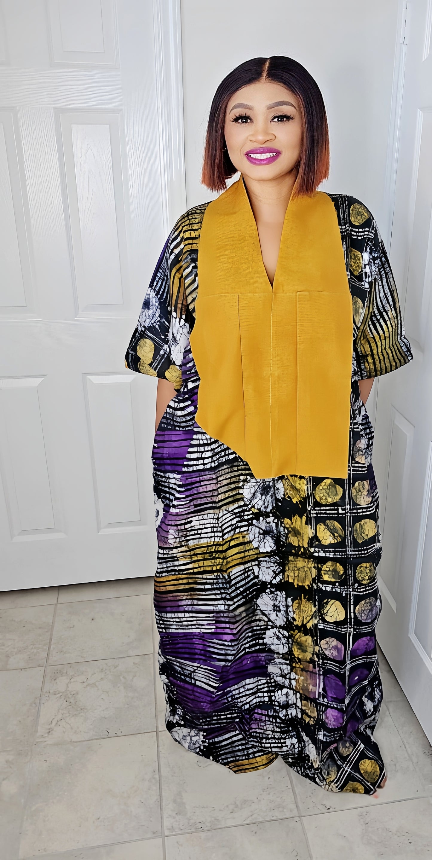 TARI BUBU – Aso-Oke Embroidered Bubu Boubou Kaftan Style with Matching Scarf