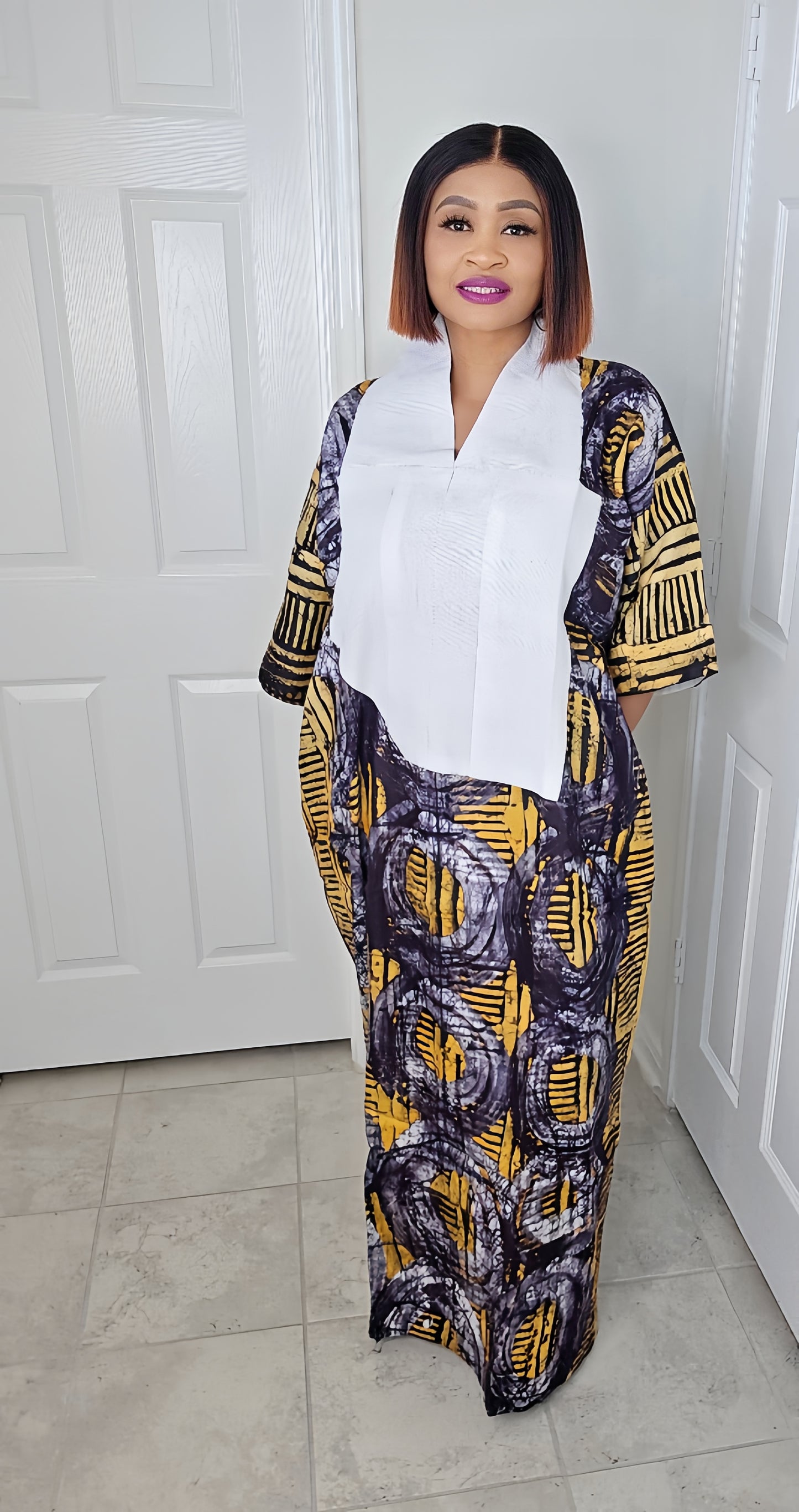 TARI BUBU – Aso-Oke Embroidered Bubu Boubou Kaftan Style with Matching Scarf