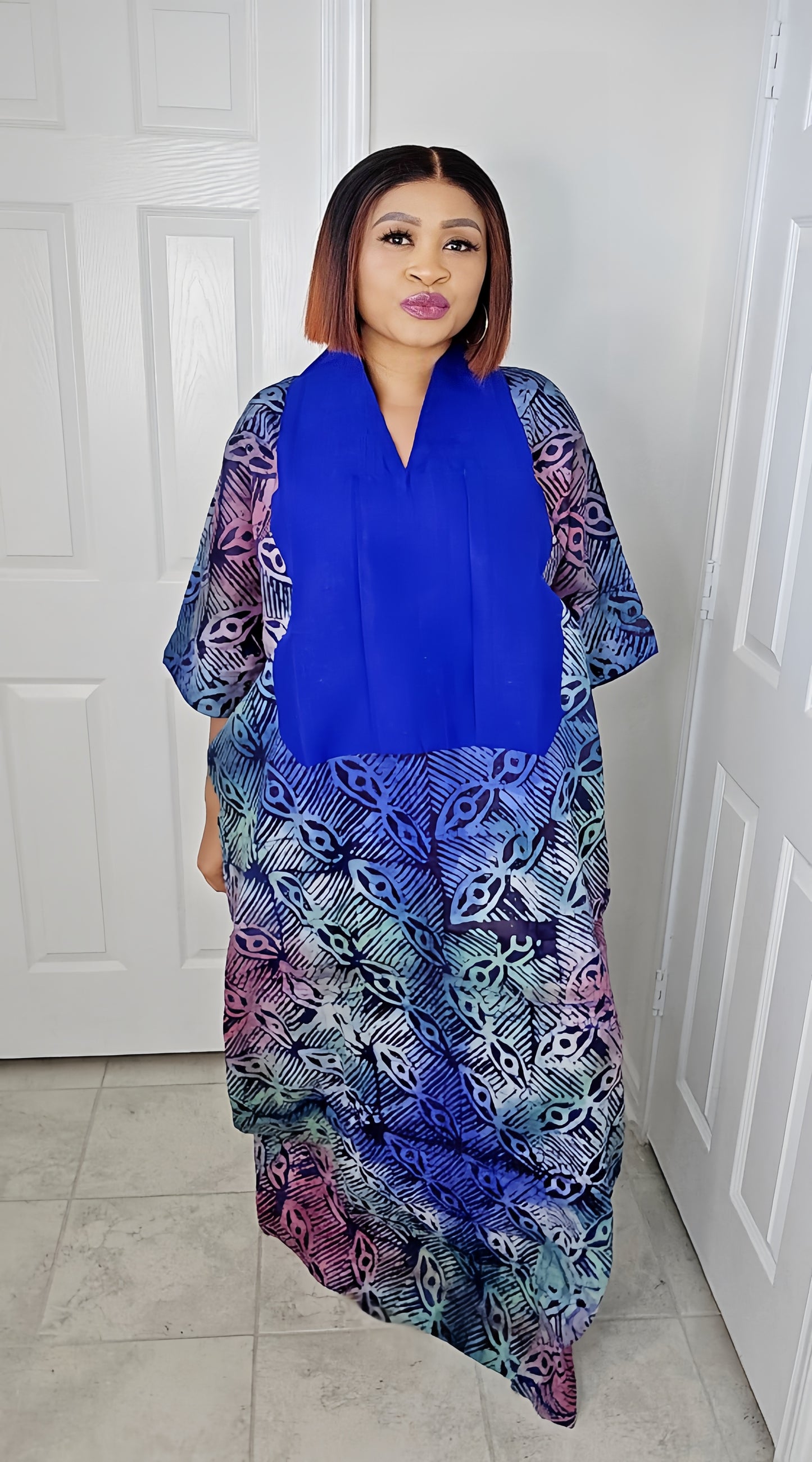 TARI BUBU – Aso-Oke Embroidered Bubu Boubou Kaftan Style with Matching Scarf