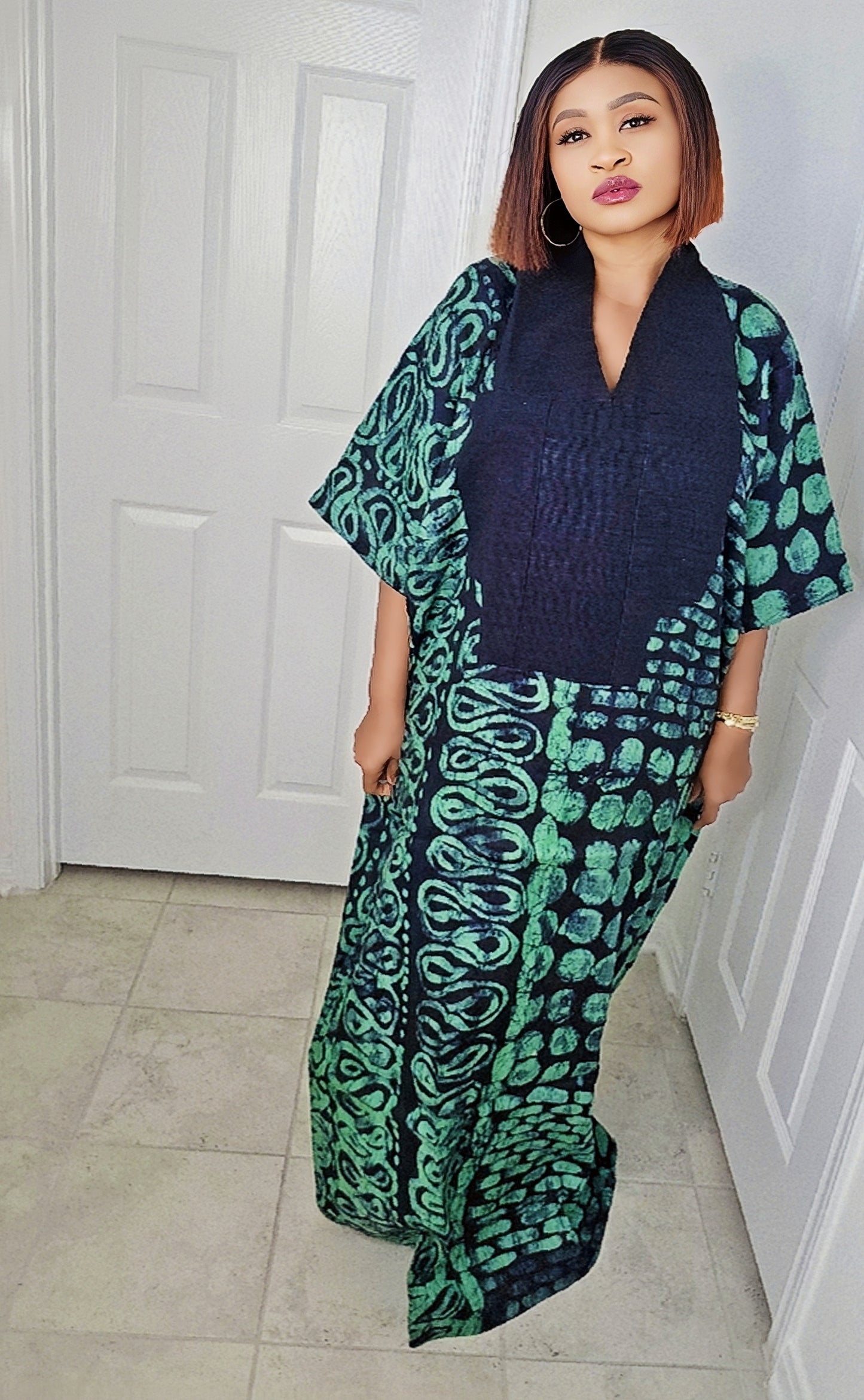 TARI BUBU – Aso-Oke Embroidered Bubu Boubou Kaftan Style with Matching Scarf