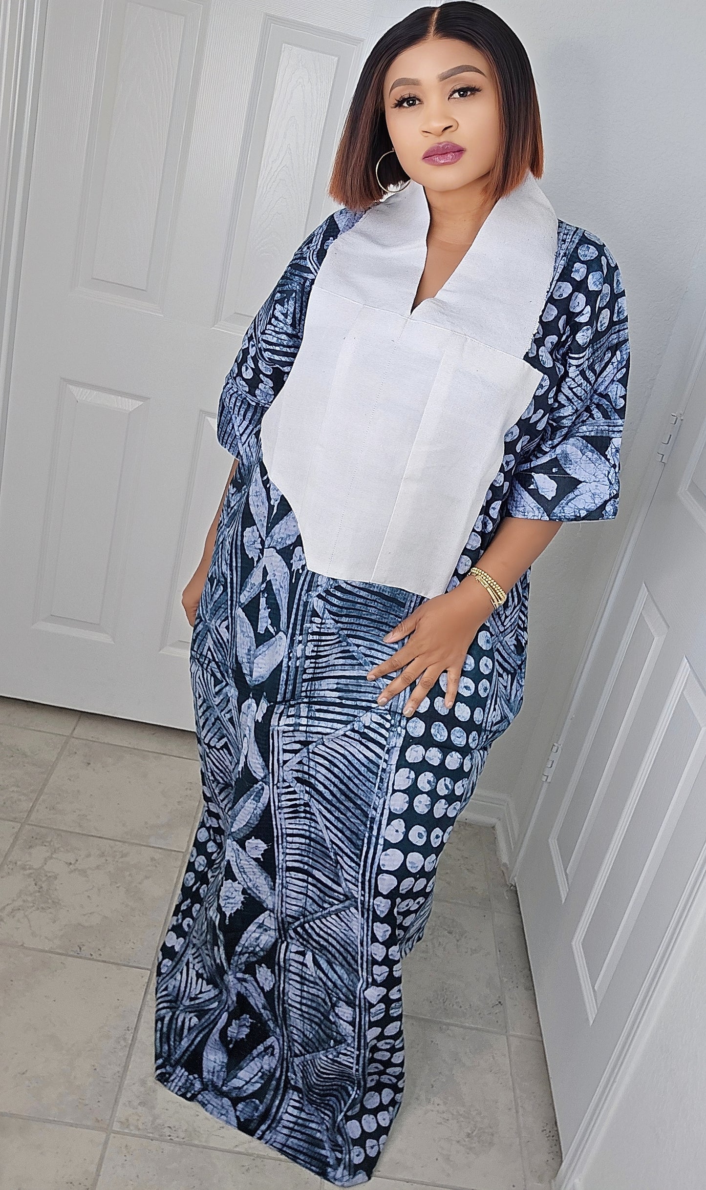 TARI BUBU – Aso-Oke Embroidered Bubu Boubou Kaftan Style with Matching Scarf