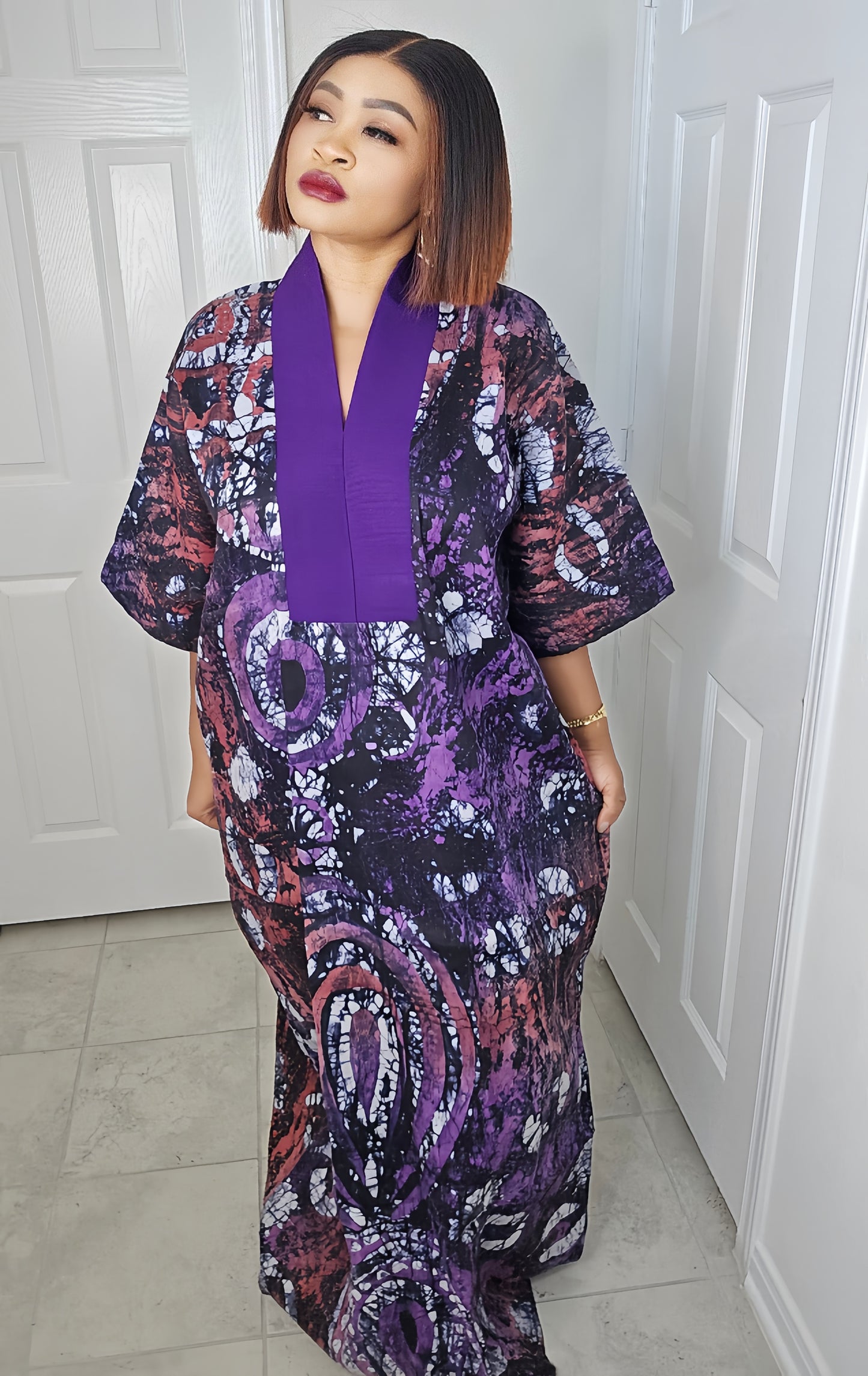 TARI BUBU – Aso-Oke Embroidered Bubu Boubou Kaftan Style with Matching Scarf