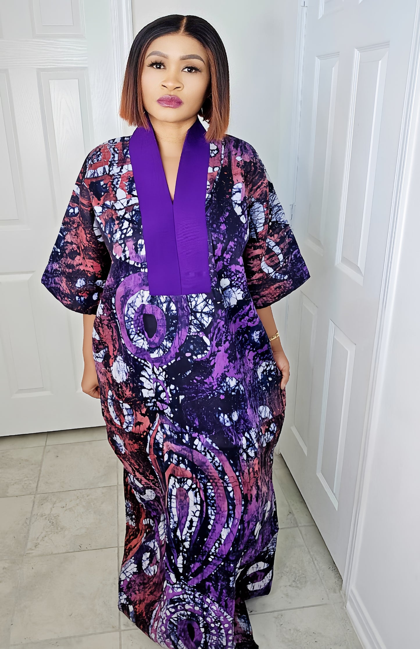 TARI BUBU – Aso-Oke Embroidered Bubu Boubou Kaftan Style with Matching Scarf