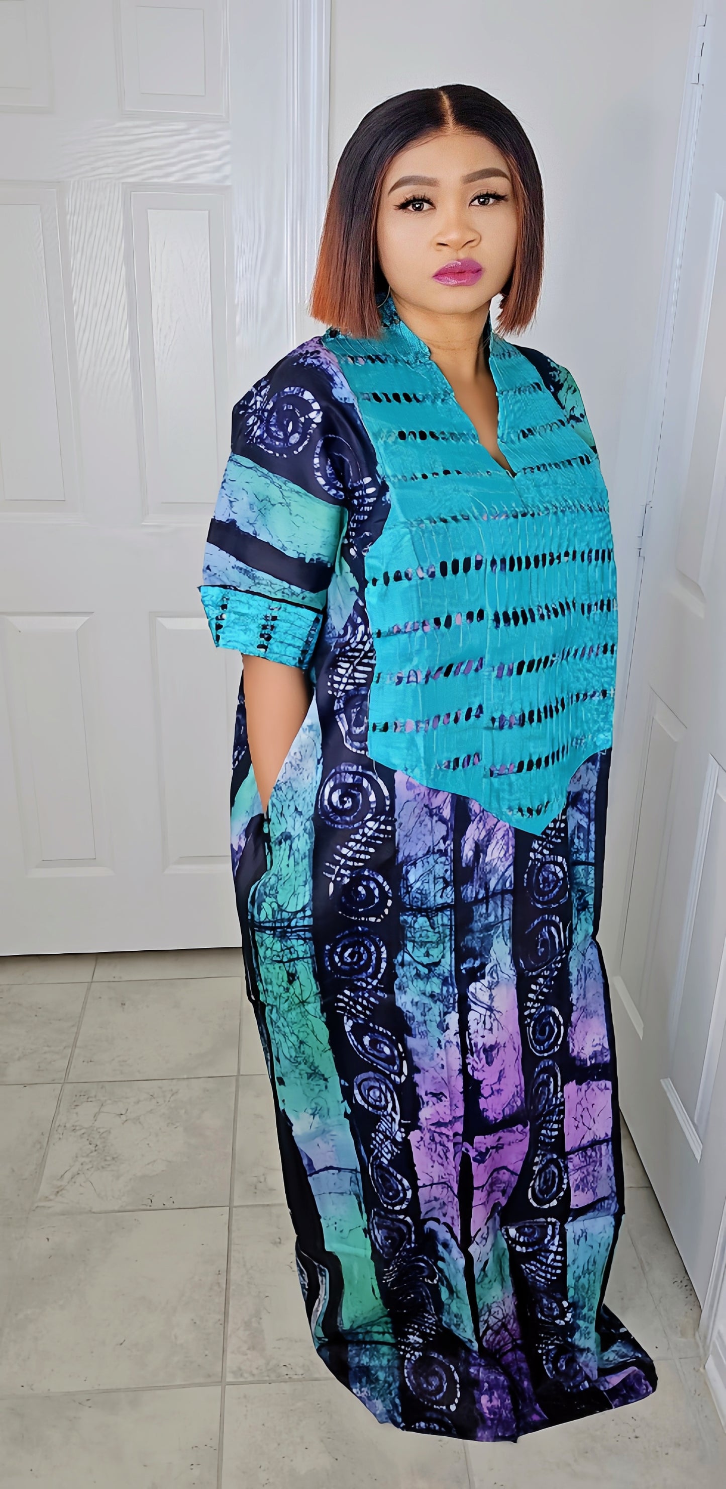 TARI BUBU – Aso-Oke Embroidered Bubu Boubou Kaftan Style with Matching Scarf