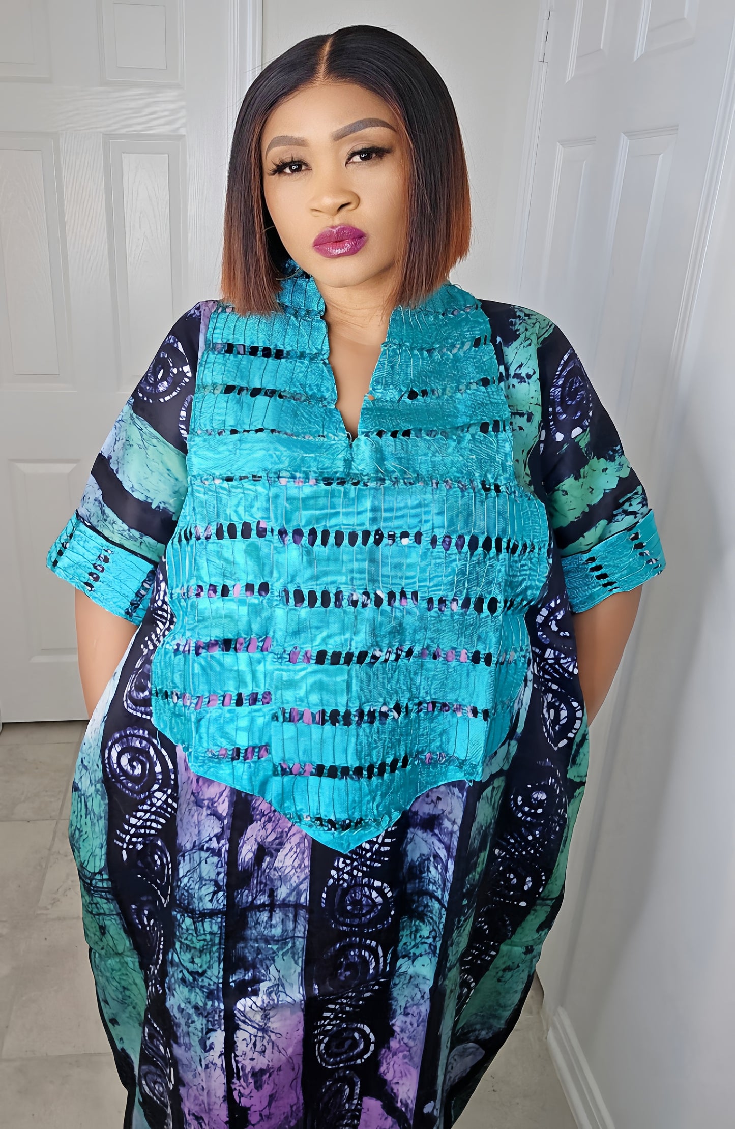 TARI BUBU – Aso-Oke Embroidered Bubu Boubou Kaftan Style with Matching Scarf