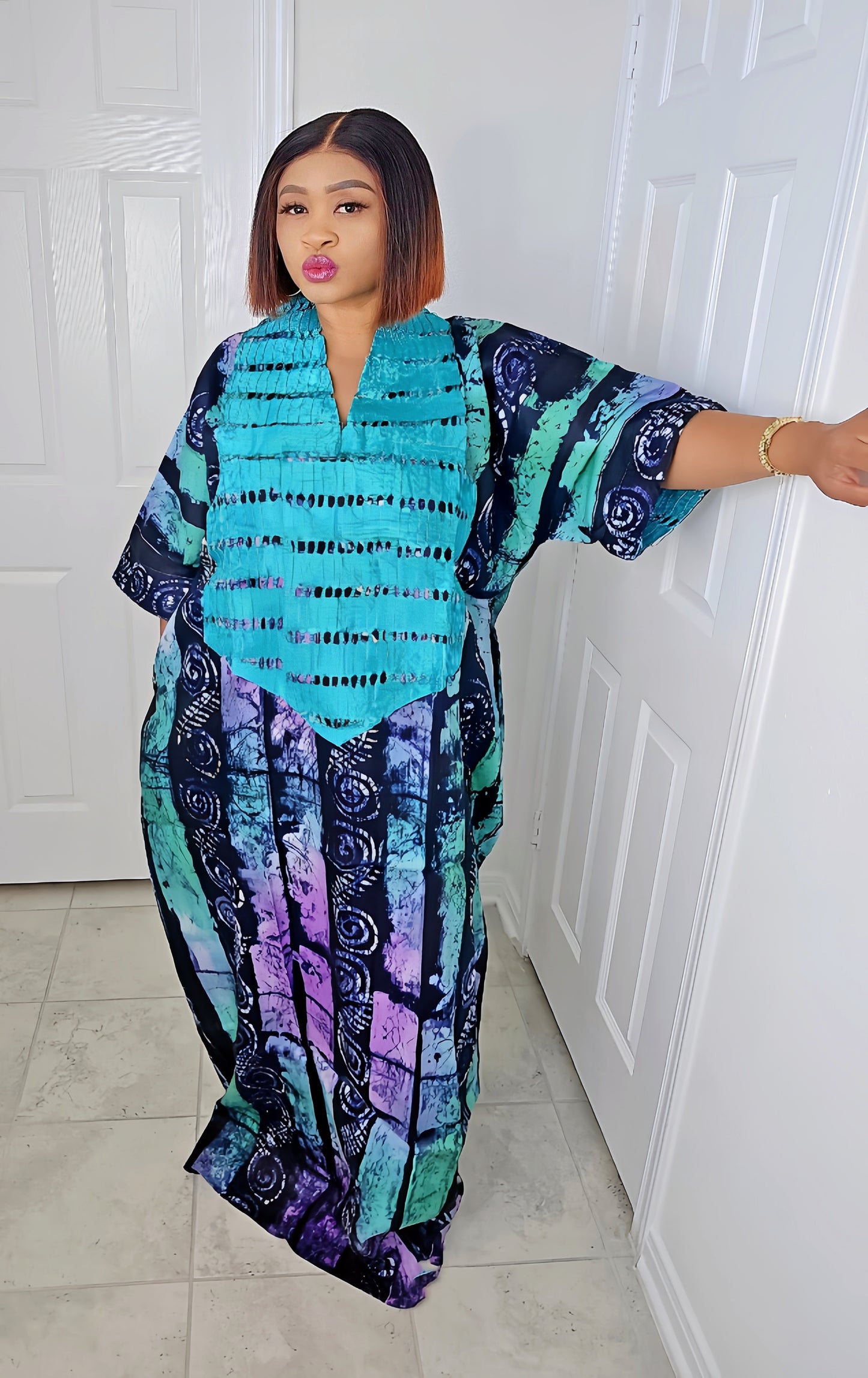 TARI BUBU – Aso-Oke Embroidered Bubu Boubou Kaftan Style with Matching Scarf