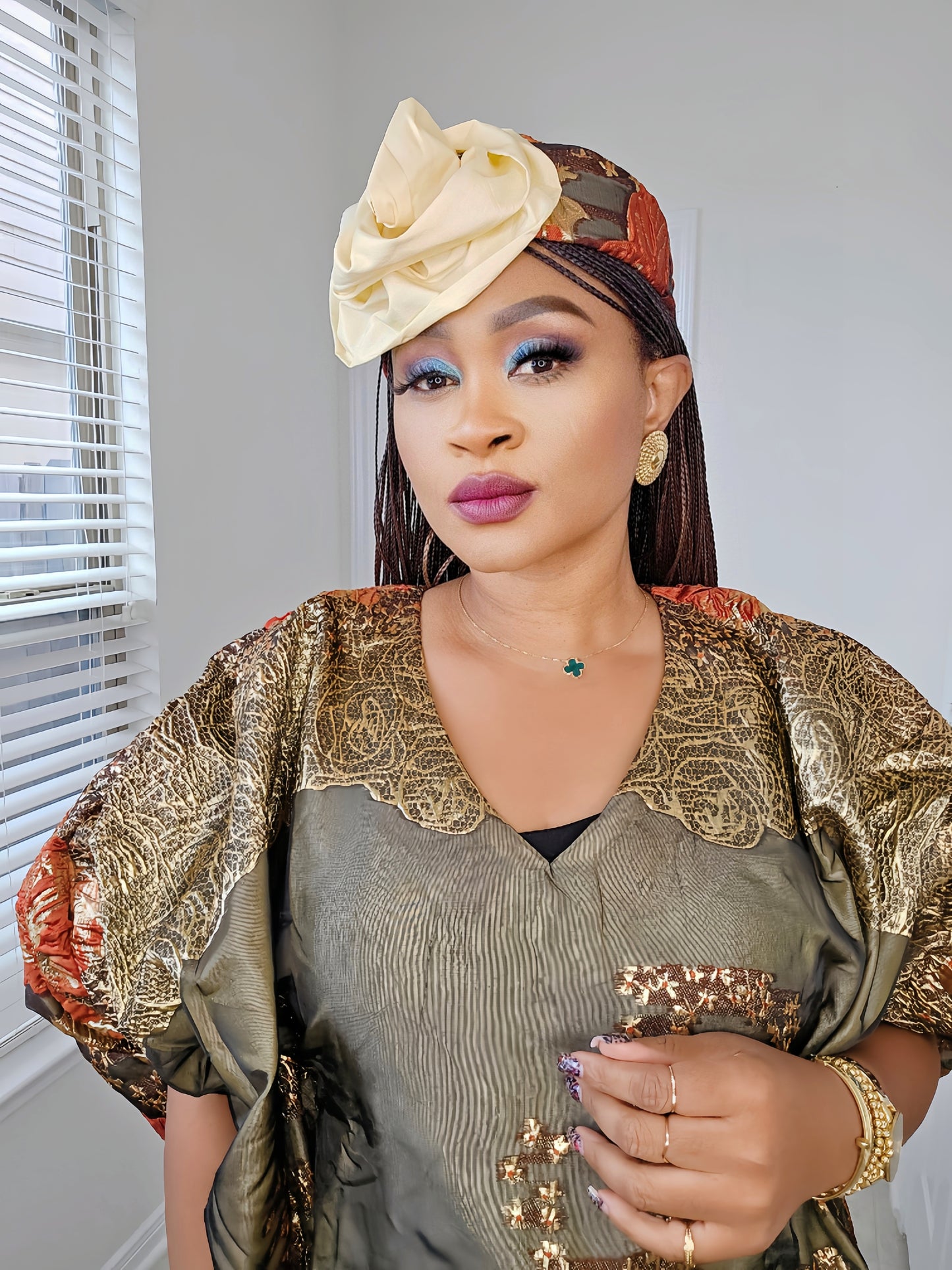 Rich Aunty Luxe Sheer Bubu Dress with Matching Hat