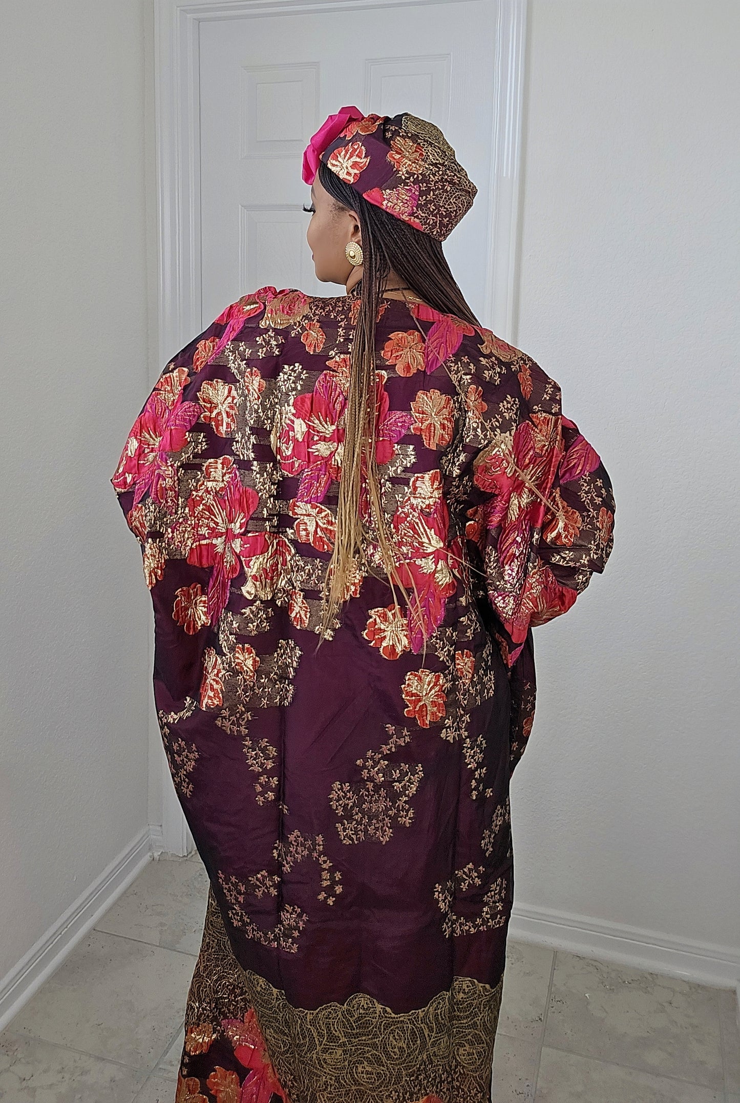 Rich Aunty Luxe Sheer Bubu Dress with Matching Hat
