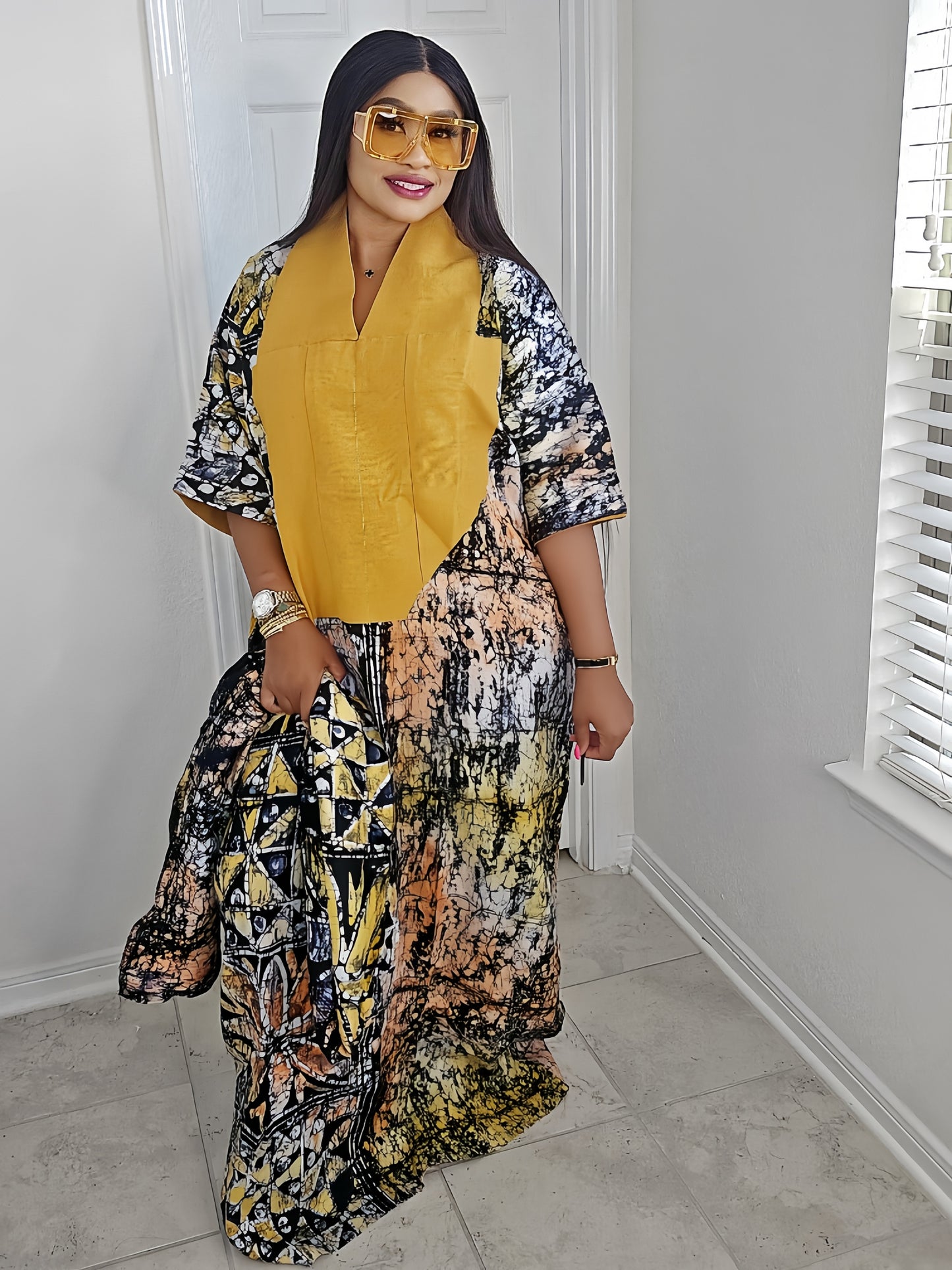 TARI BUBU – Aso-Oke Embroidered Bubu Boubou Kaftan Style with Matching Scarf