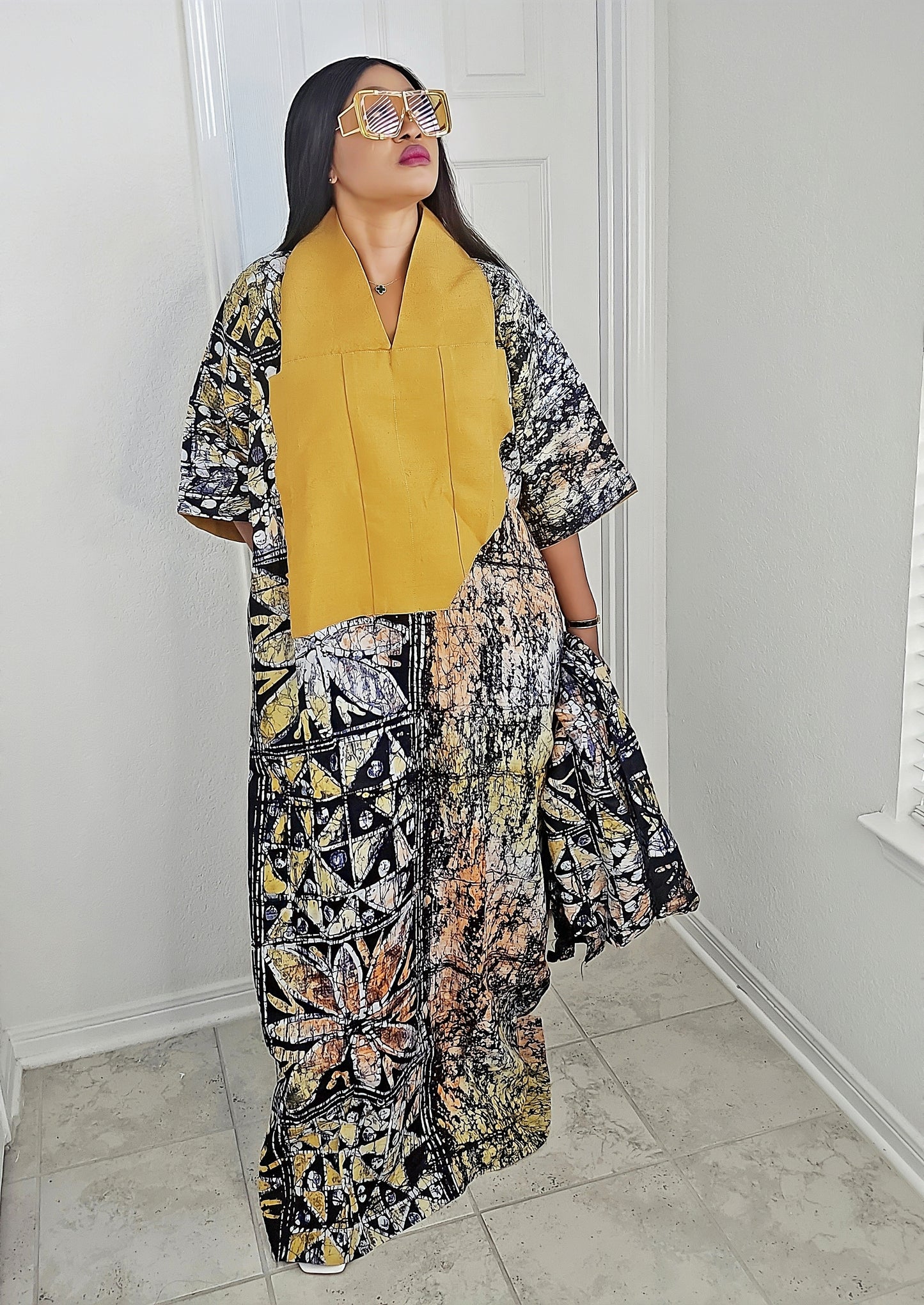 TARI BUBU – Aso-Oke Embroidered Bubu Boubou Kaftan Style with Matching Scarf