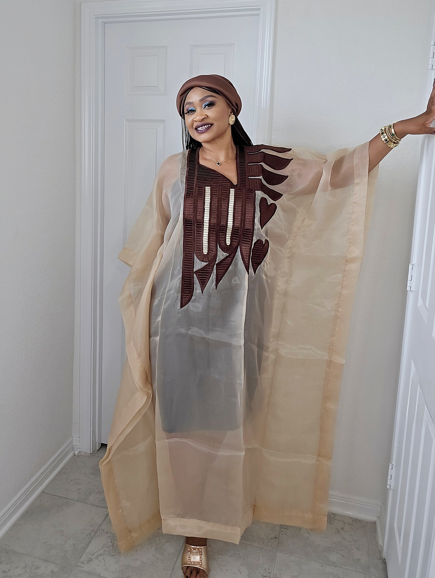 Amara Silk Chiffon Bubu with Matching Scarf, Inner & Hat
!!