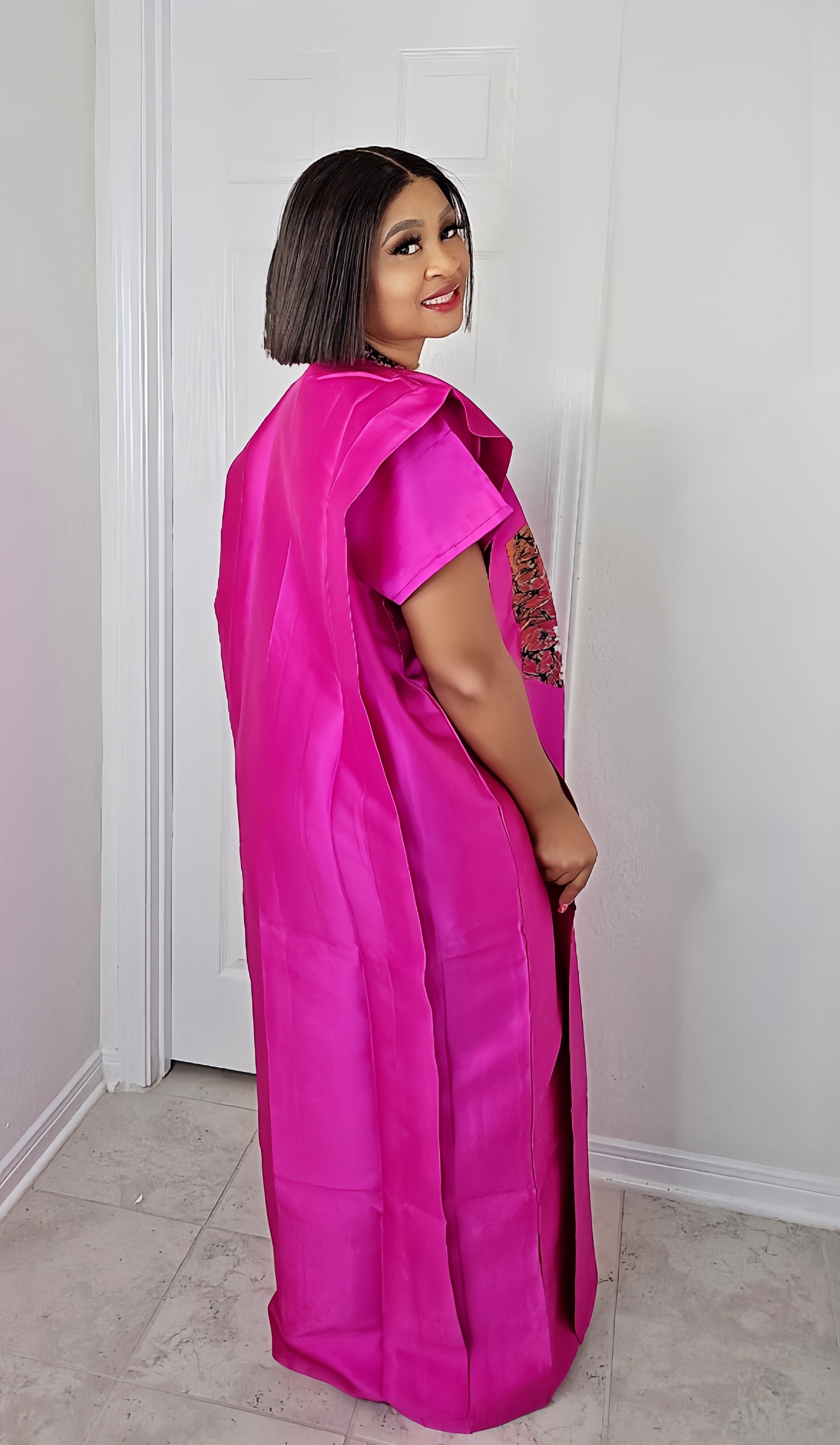 GINA Mikado Silk Rich Aunty Bubu dress with Front Patch