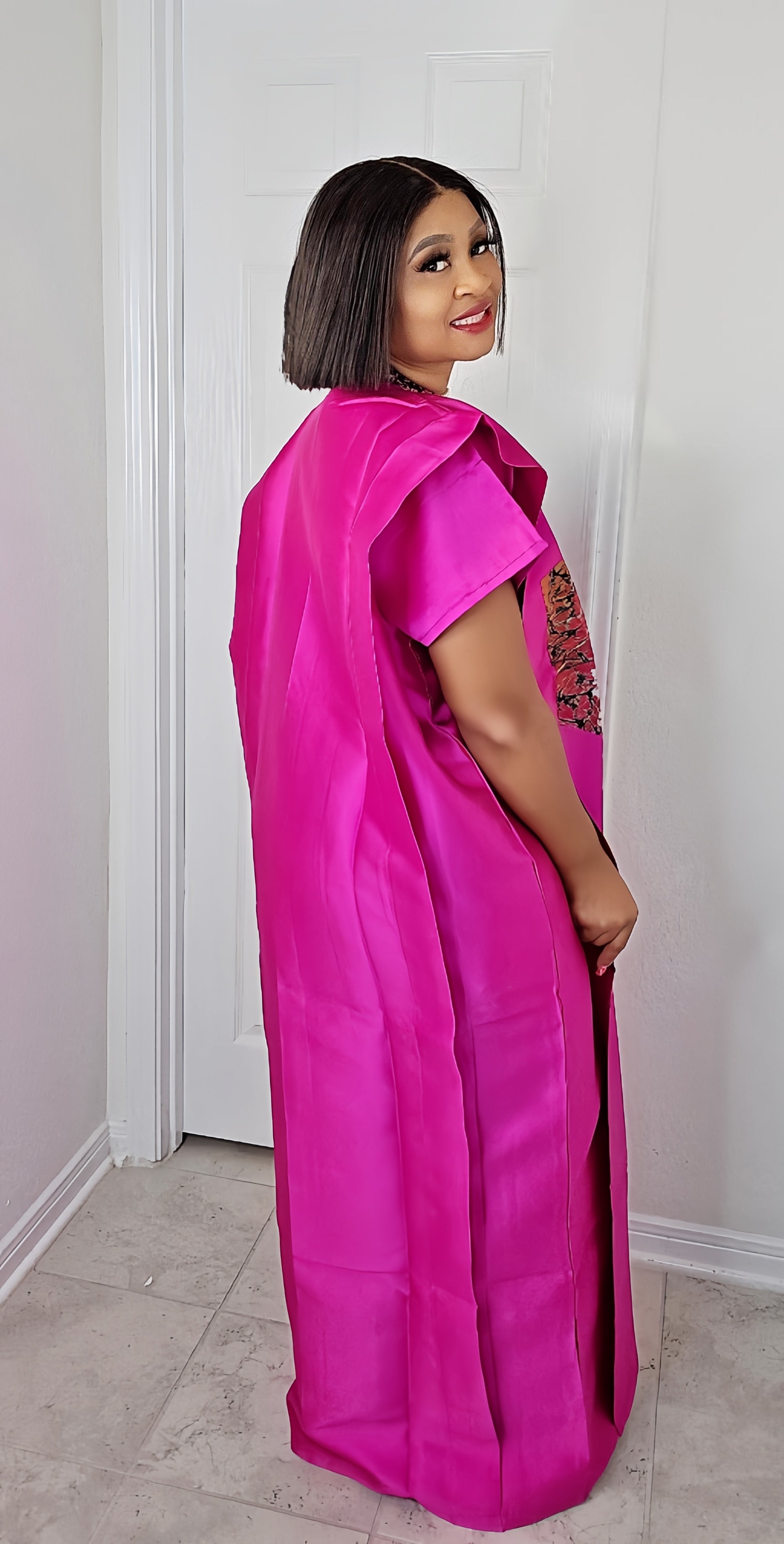 GINA Mikado Silk Rich Aunty Bubu dress with Front Patch