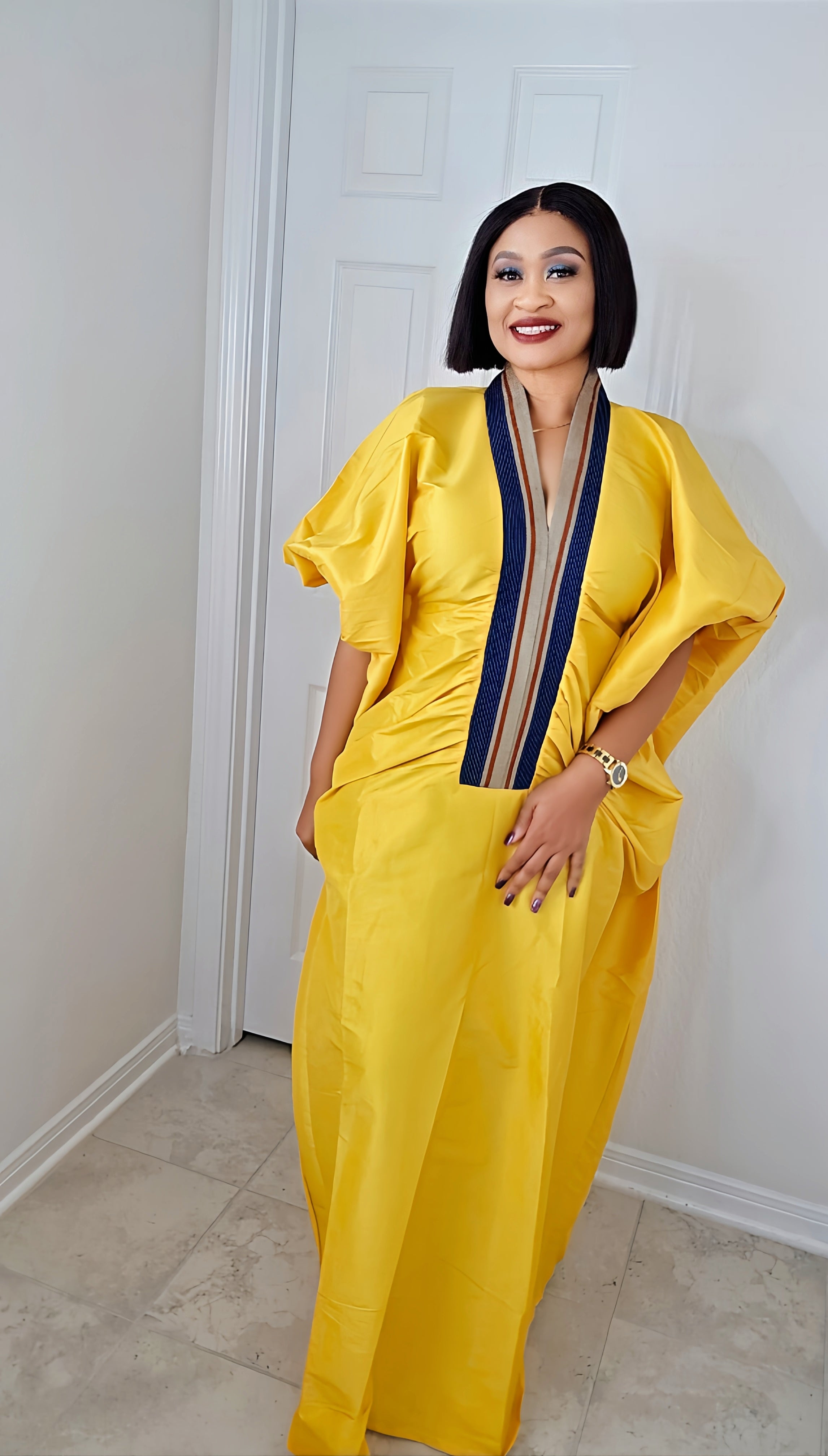 Zara Rich Aunty Bubu Dress With Aso-Oke Neckline