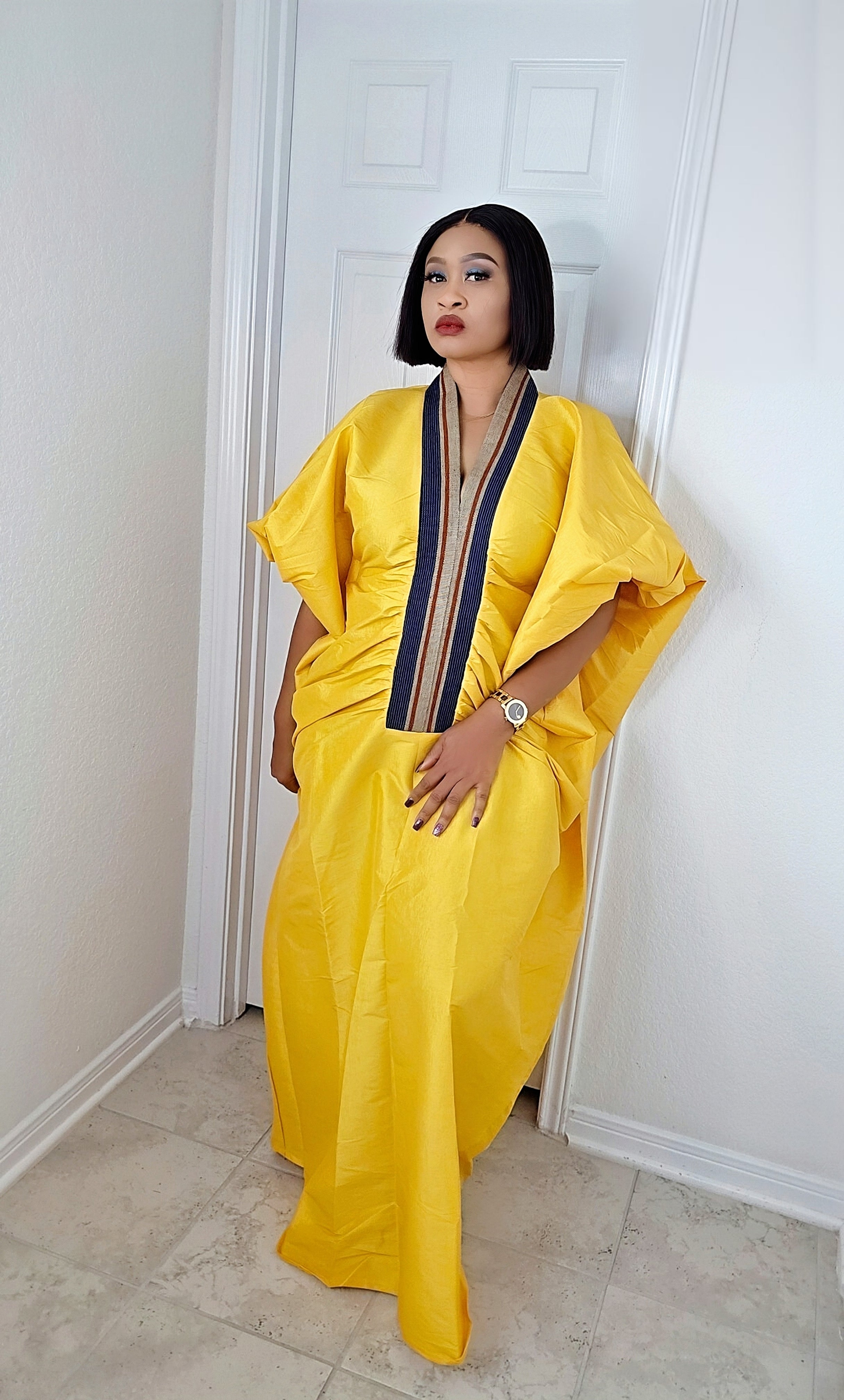 Zara Rich Aunty Bubu Dress With Aso-Oke Neckline