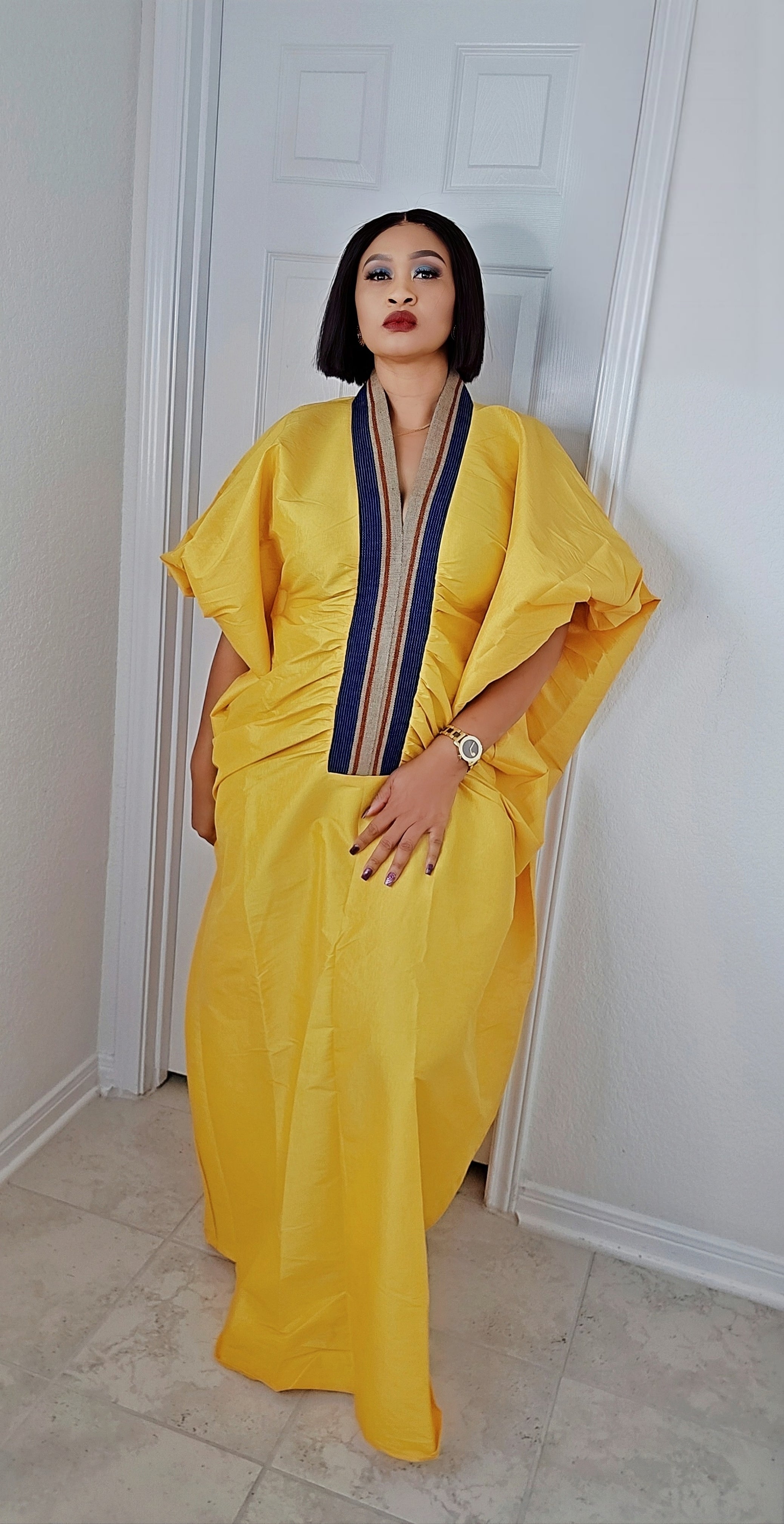 Zara Rich Aunty Bubu Dress With Aso-Oke Neckline