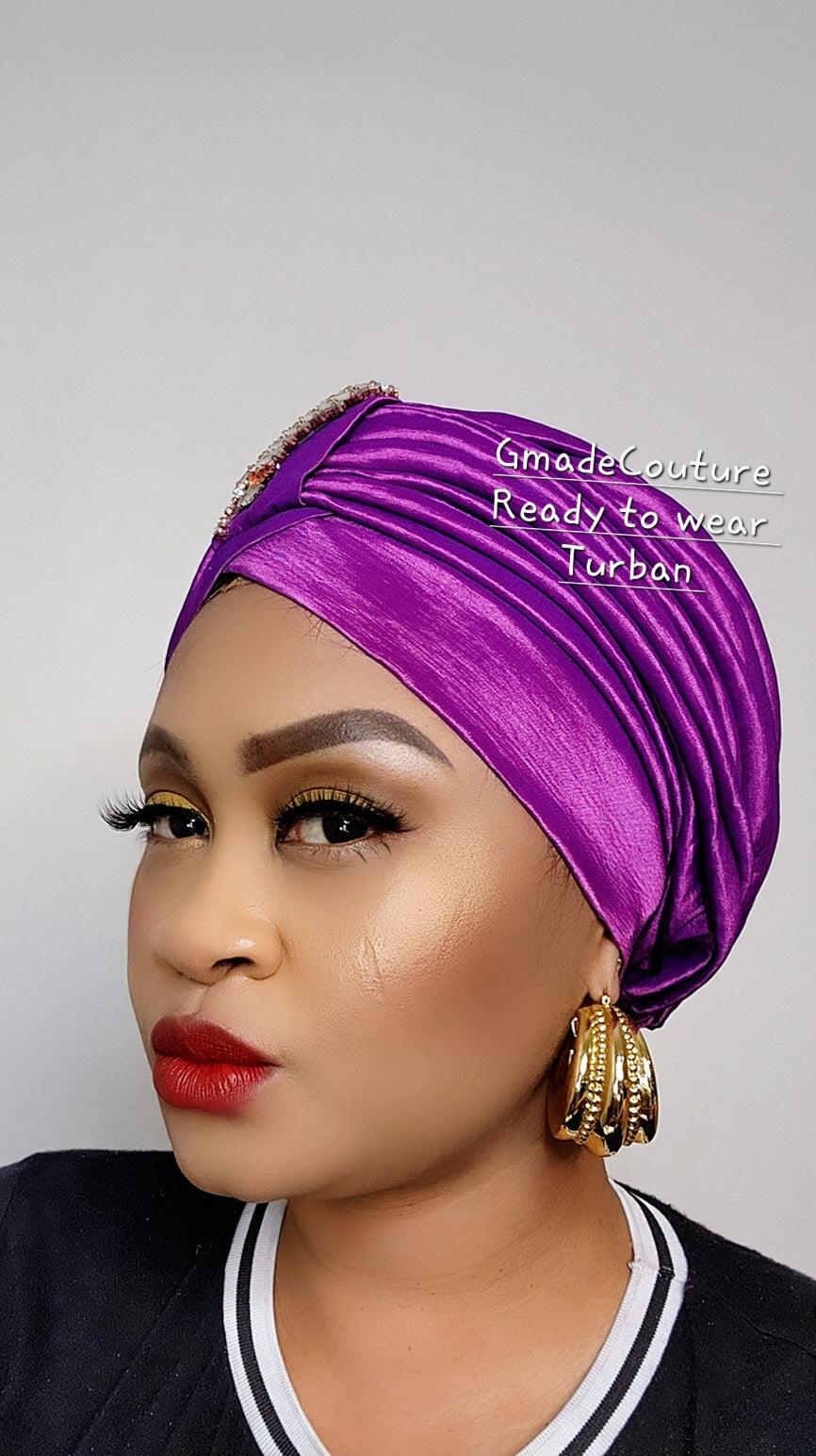 Tasha Ready to wear Turban with up-do Rhinestones