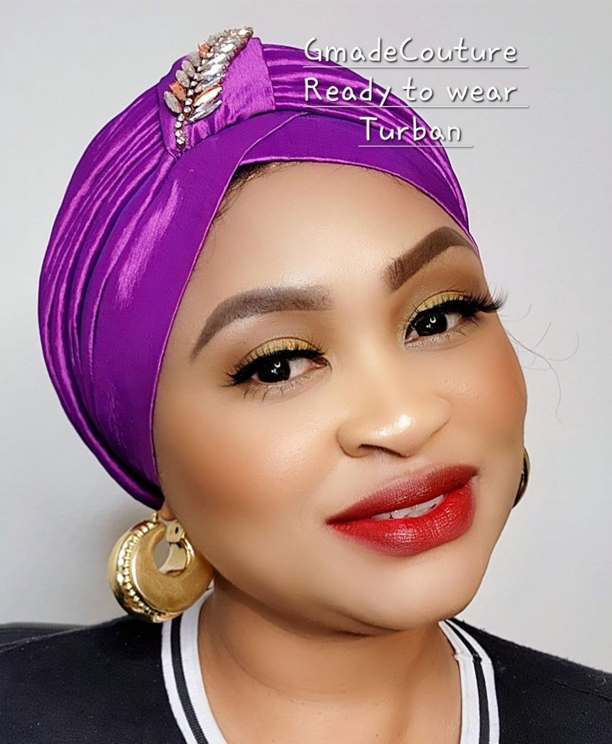 Tasha Ready to wear Turban with up-do Rhinestones