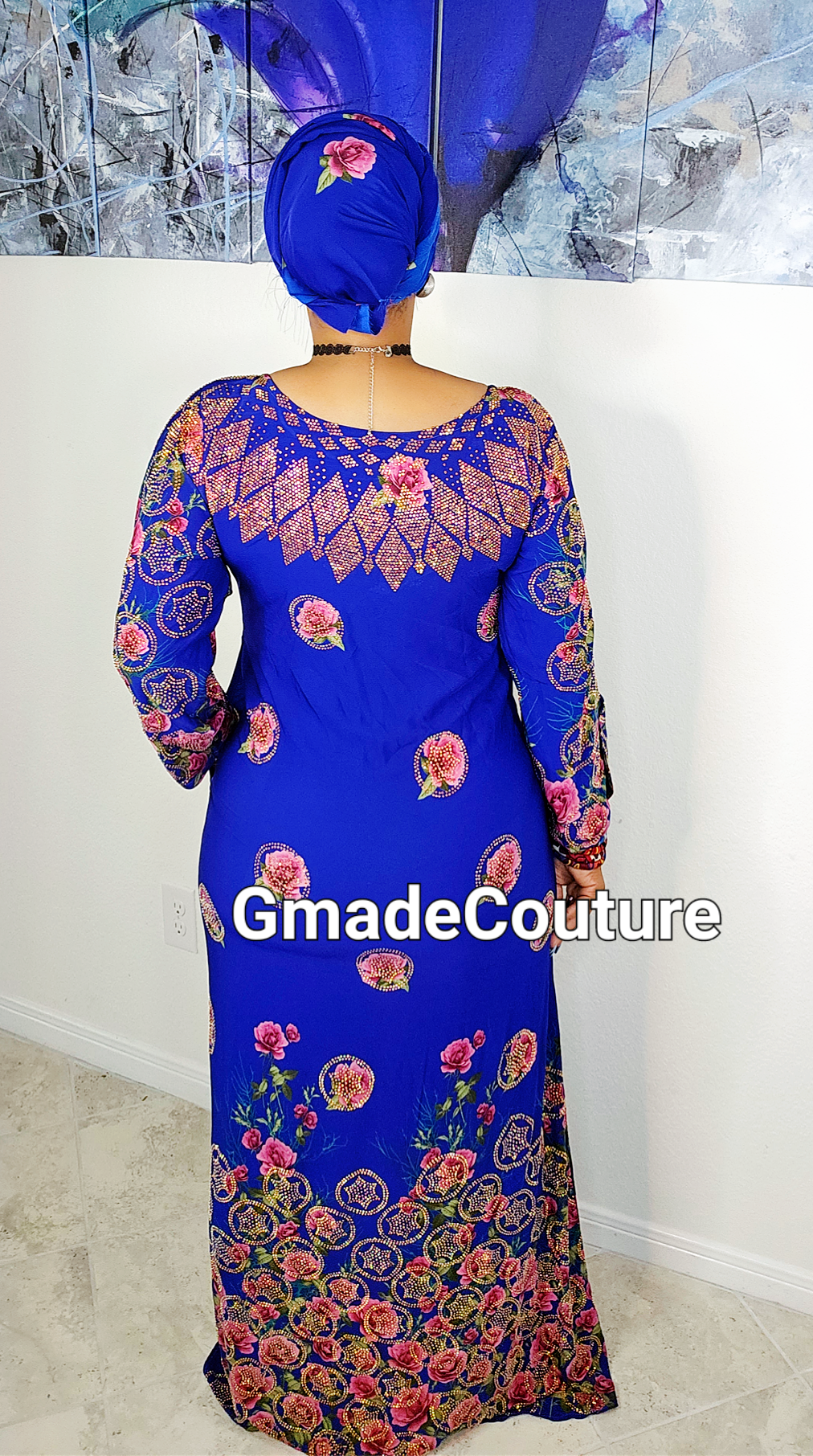 Tiwa Million stones kaftan with Blinged sleeve