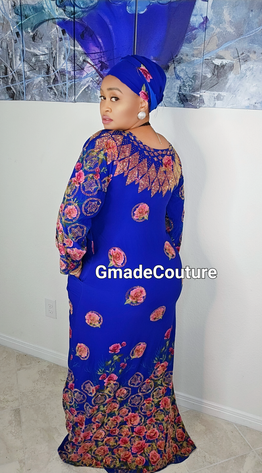 Tiwa Million stones kaftan with Blinged sleeve