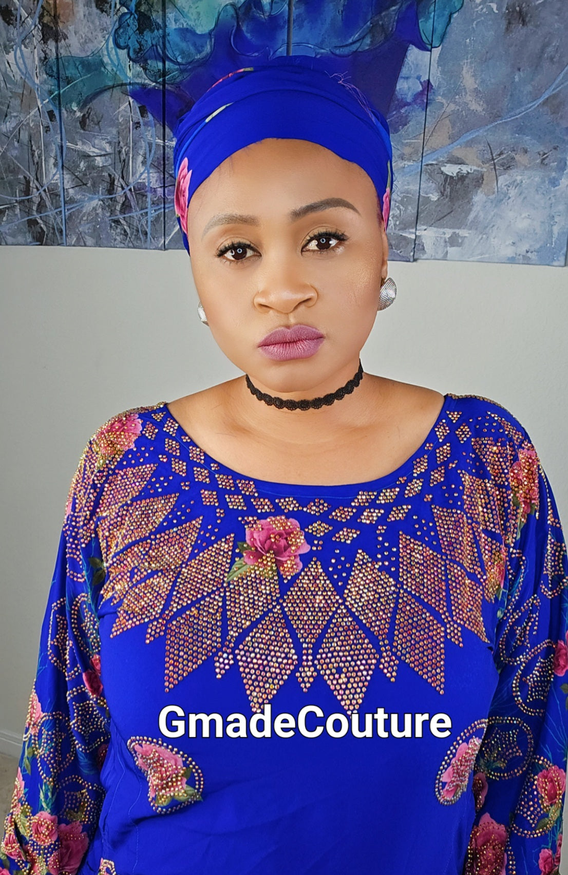 Tiwa Million stones kaftan with Blinged sleeve