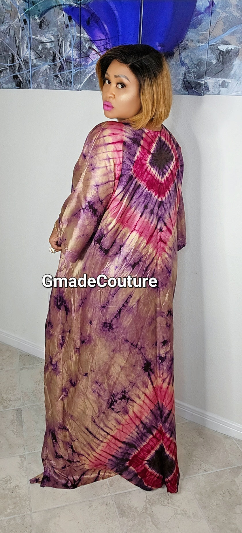 Ready to wear Silk Adire Bubu Elegant Maxi Dress/ Bubu -21