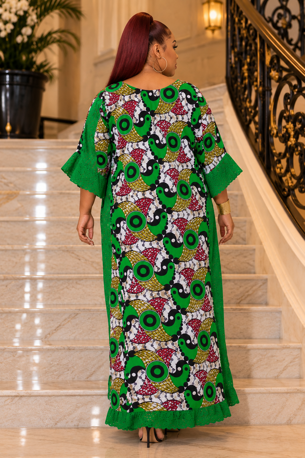 Ankara & Lace Statement Maxi Dress