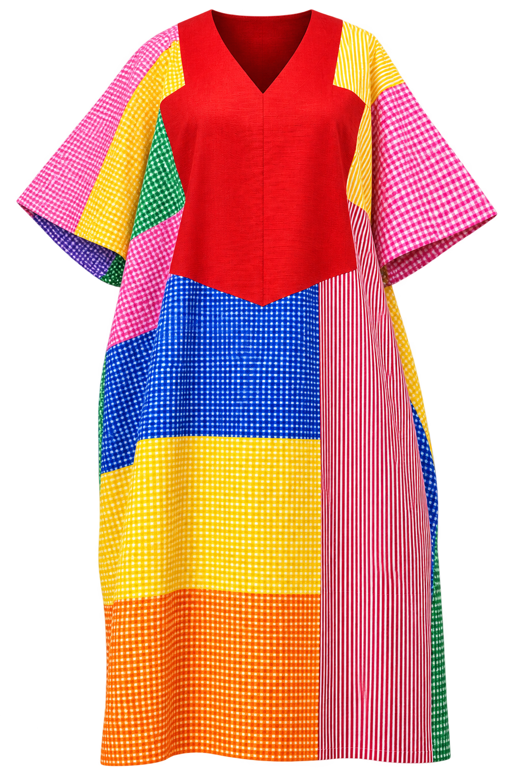 The Abeni Aso-Oke Patchwork Dress- Red