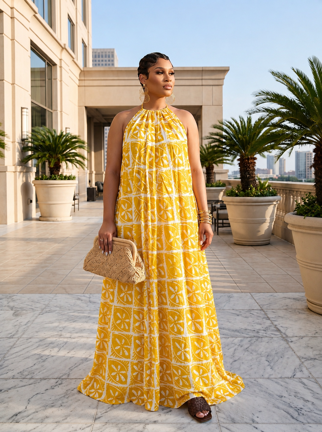 Adire Heiress Open-Back Maxi Dress