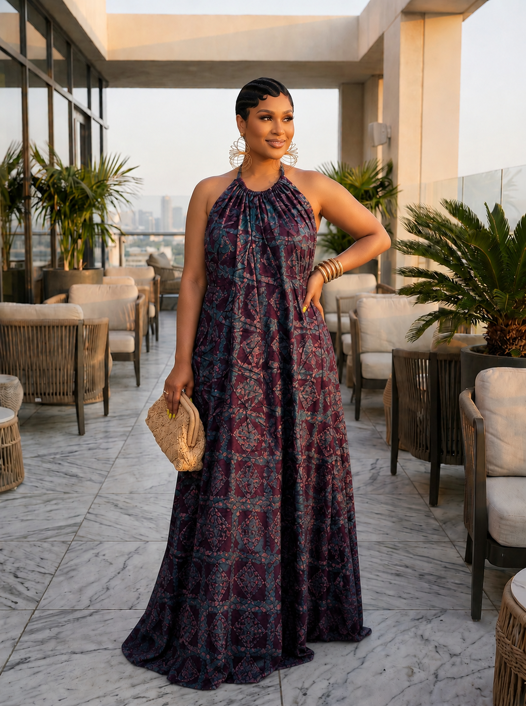 Adire Heiress Open-Back Maxi Dress