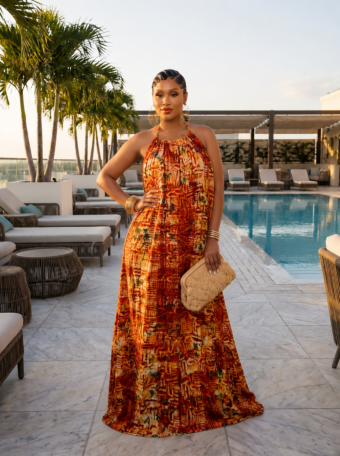 Adire Heiress Open-Back Maxi Dress