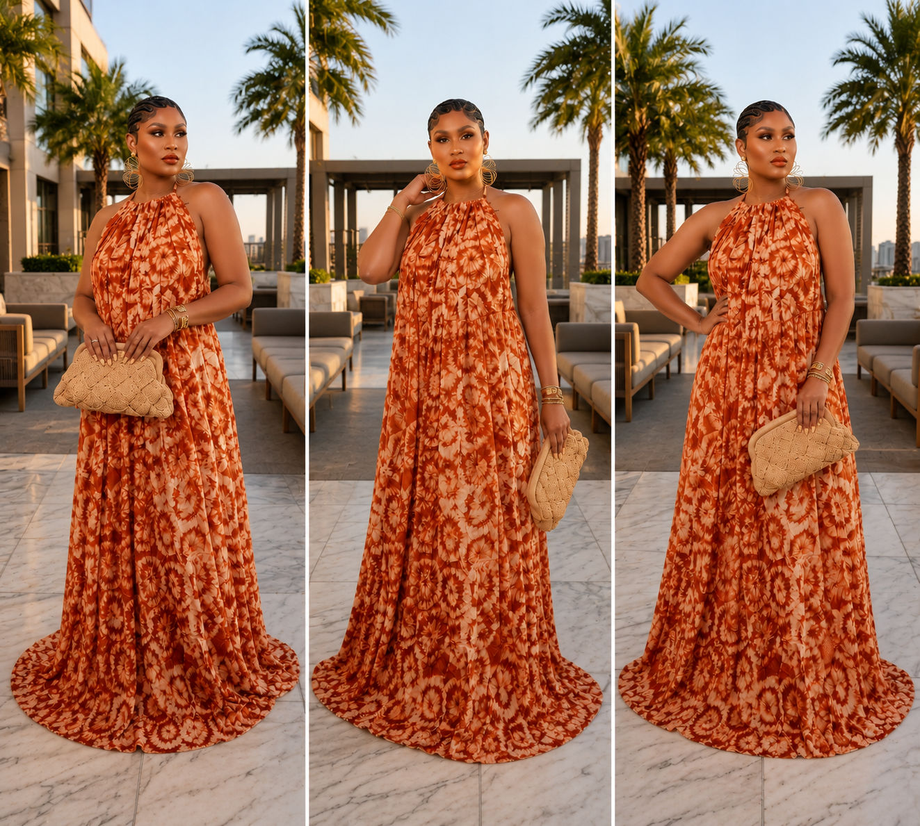 Adire Heiress Open-Back Maxi Dress