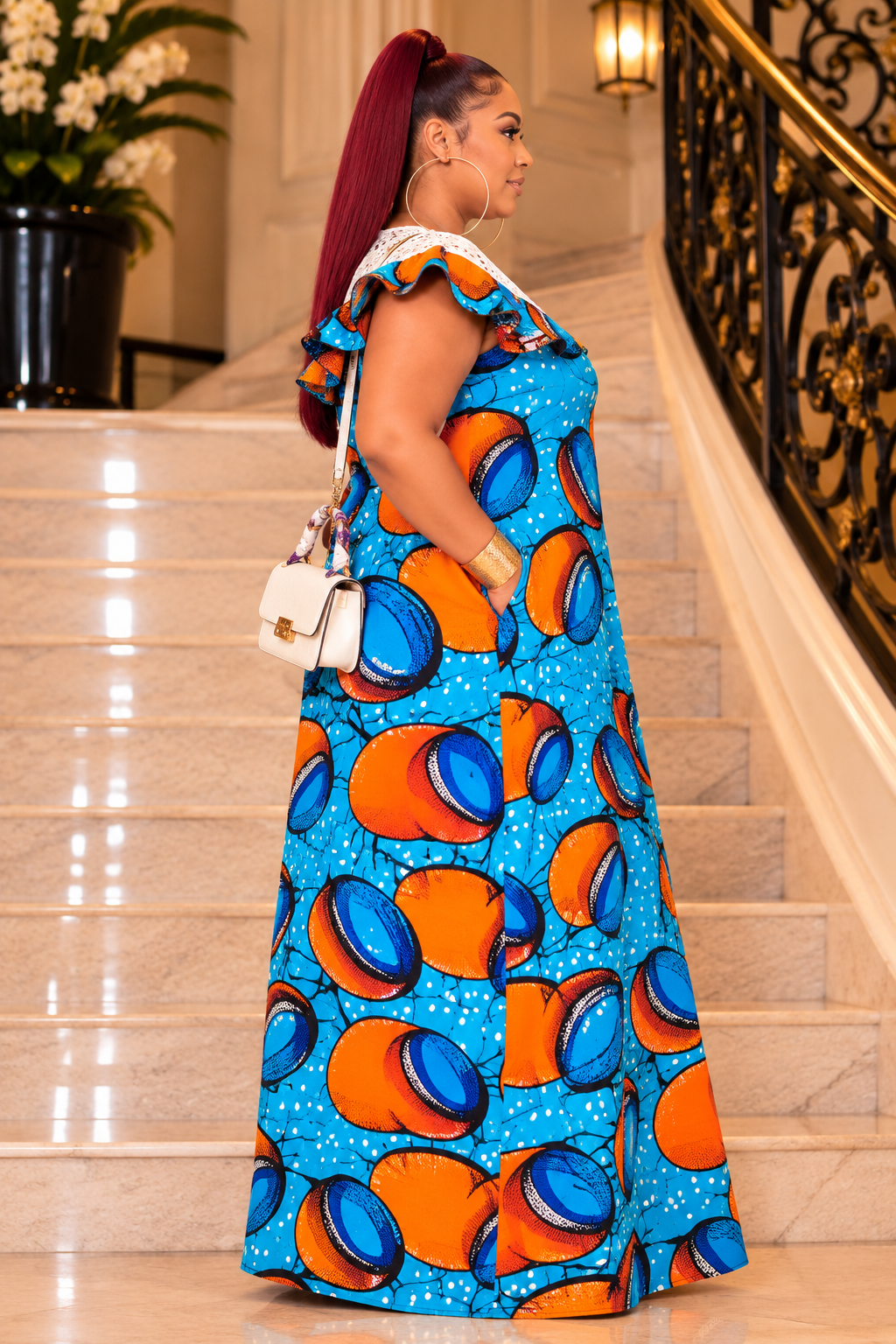 Ankara & Lace Statement Maxi Dress