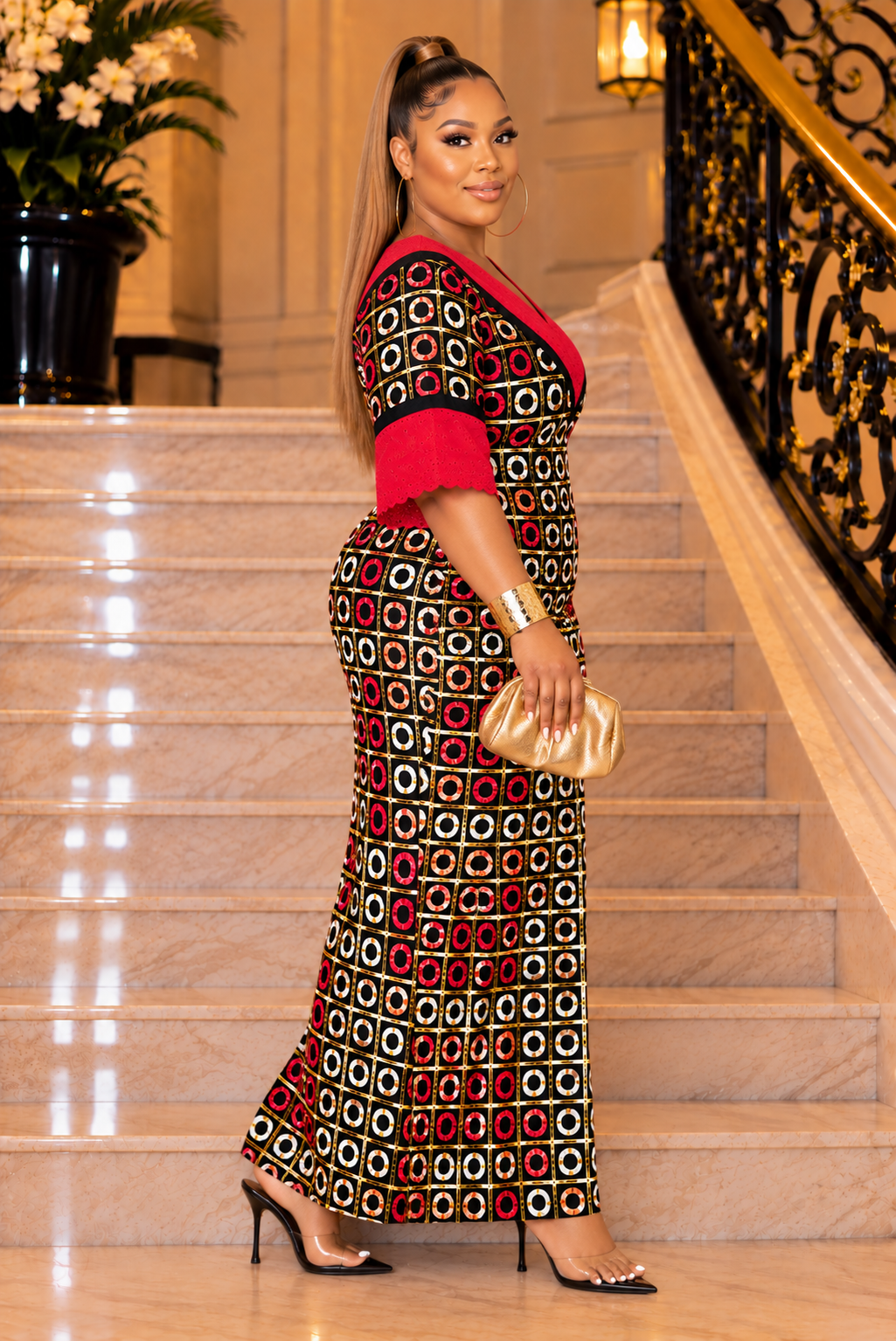 Ankara & Lace Statement Maxi Dress