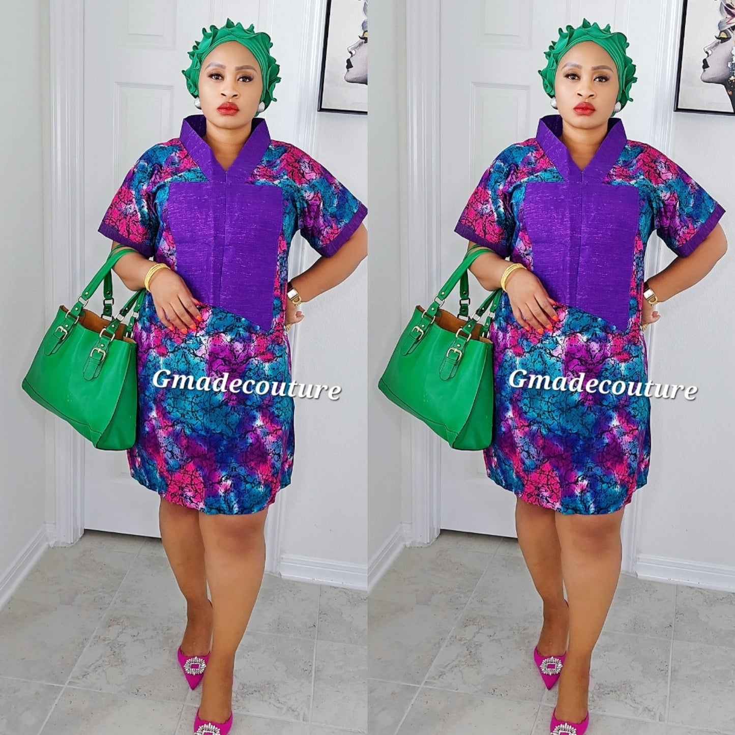 Asa Ankara premium with Aso-Oke neckline Dress
