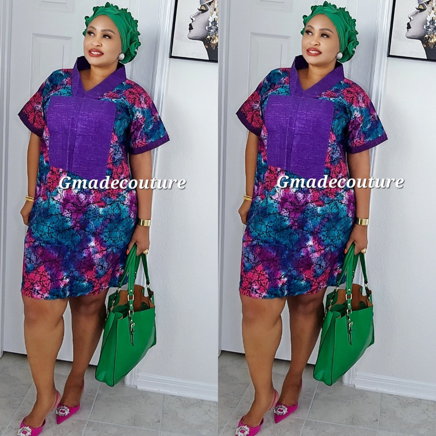 Asa Ankara premium with Aso-Oke neckline Dress