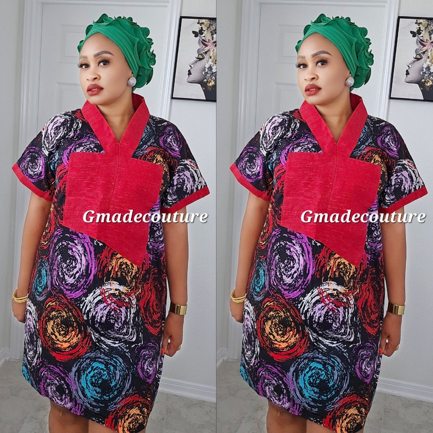 Asa Ankara premium with Aso-Oke neckline Dress-1