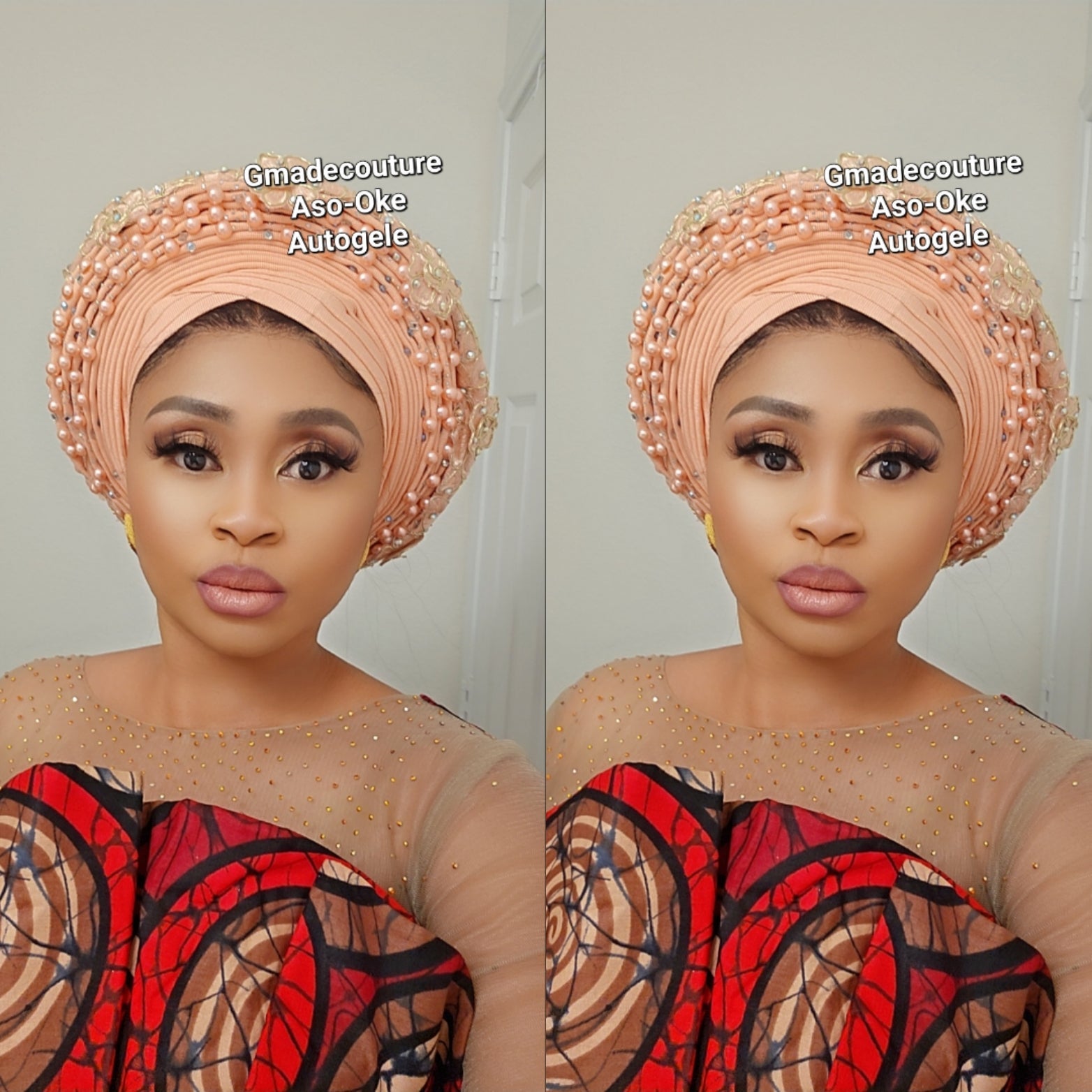 Pearls V-Cut Luxury Autogele fully beaded with pearls and embroidered in lace .