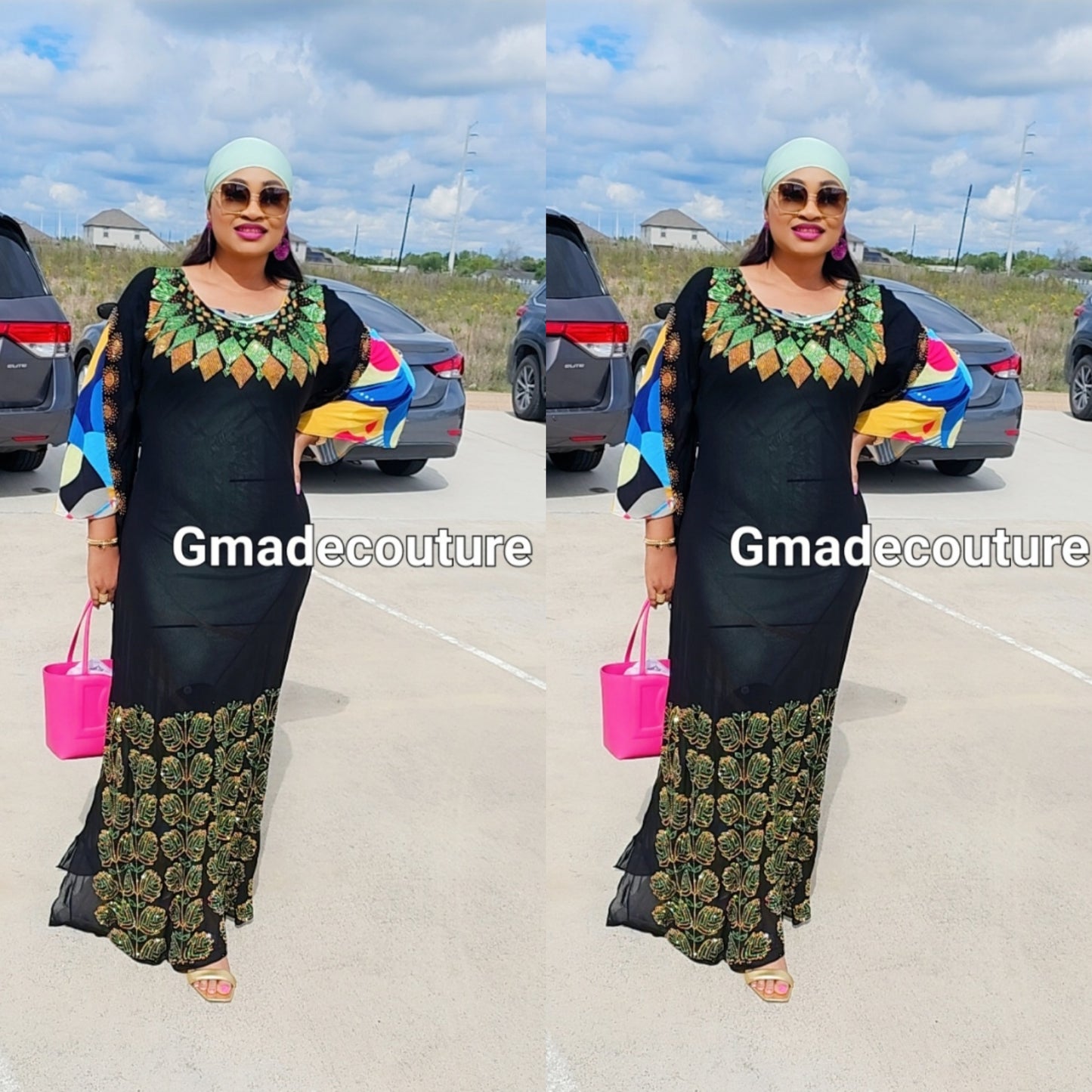 Rich Aunty Hajia Million stones kaftan with open sides