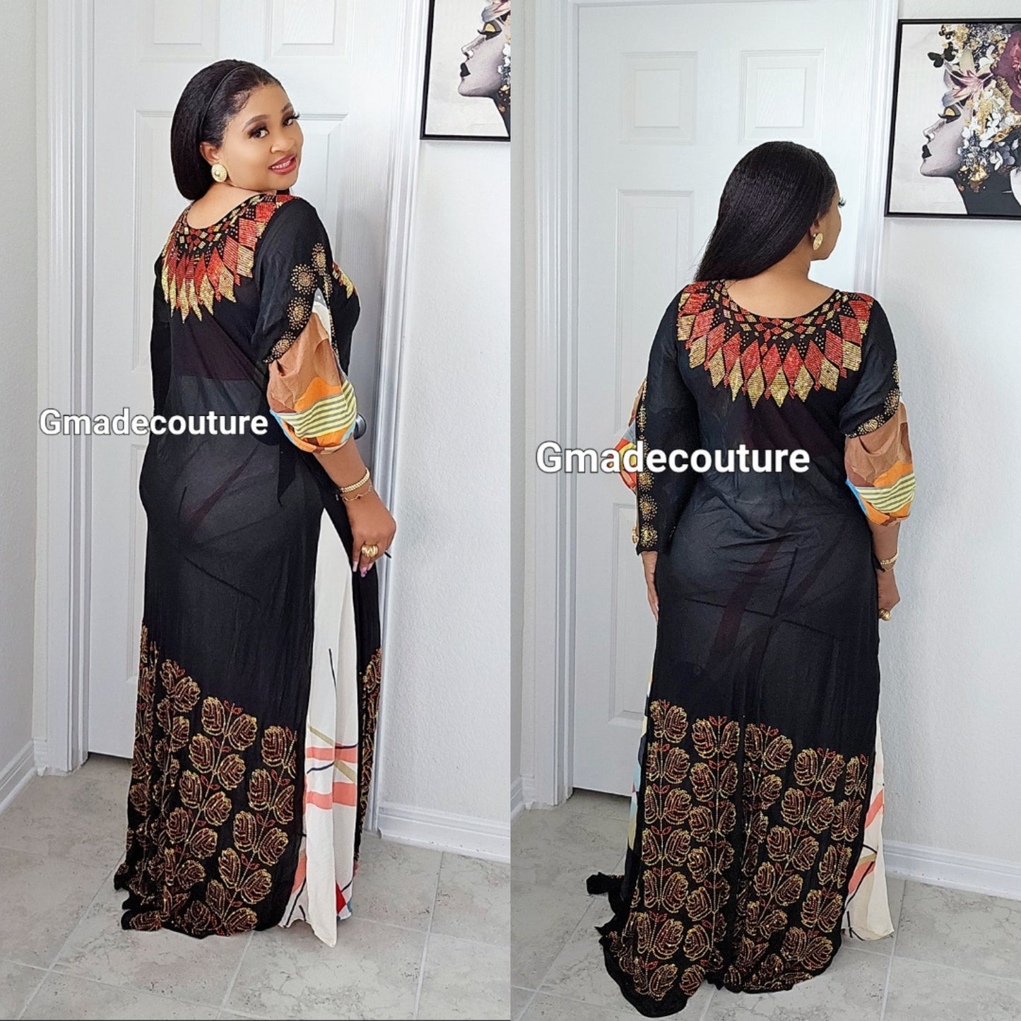 Rich Aunty Hajia Million stones kaftan with open sides-N