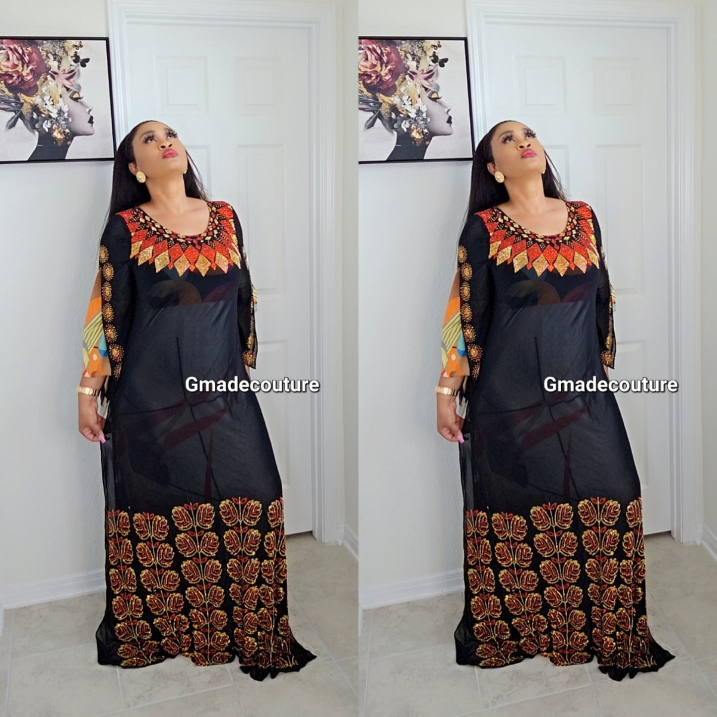 Rich Aunty Hajia Million stones kaftan with open sides-N