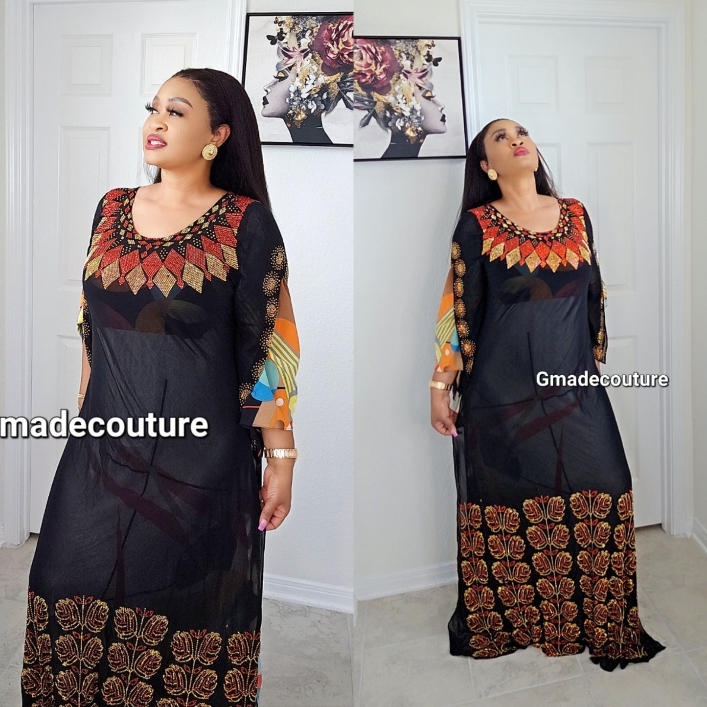 Rich Aunty Hajia Million stones kaftan with open sides-N