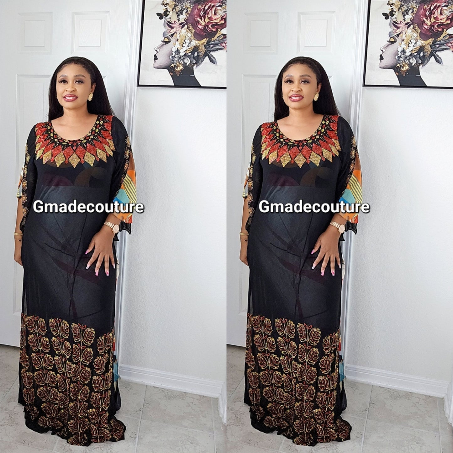 Rich Aunty Hajia Million stones kaftan with open sides-N